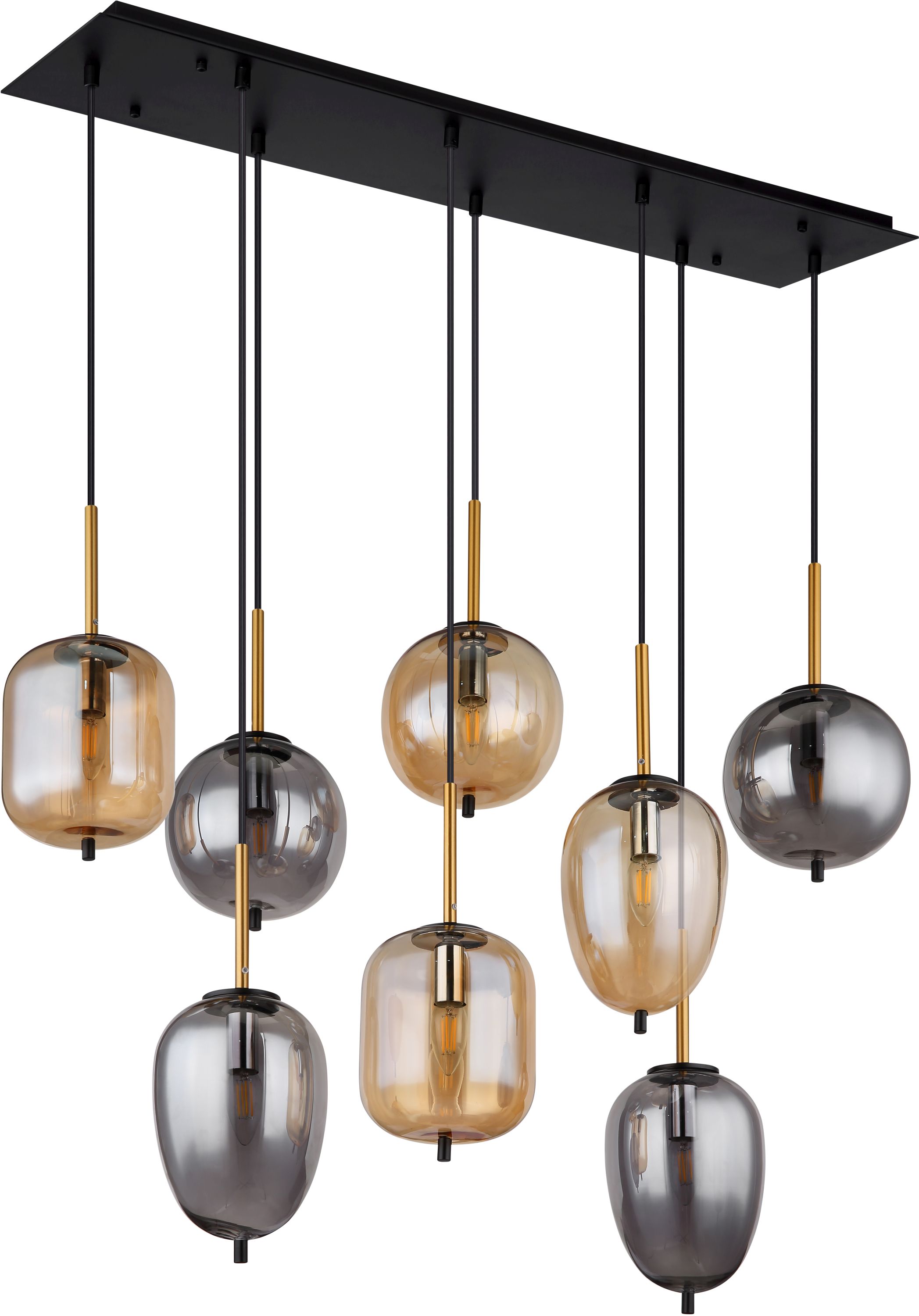 Globo Lighting Blacky lampă suspendată x40 W negru-fumuriu-chihlimbar 15345-8A