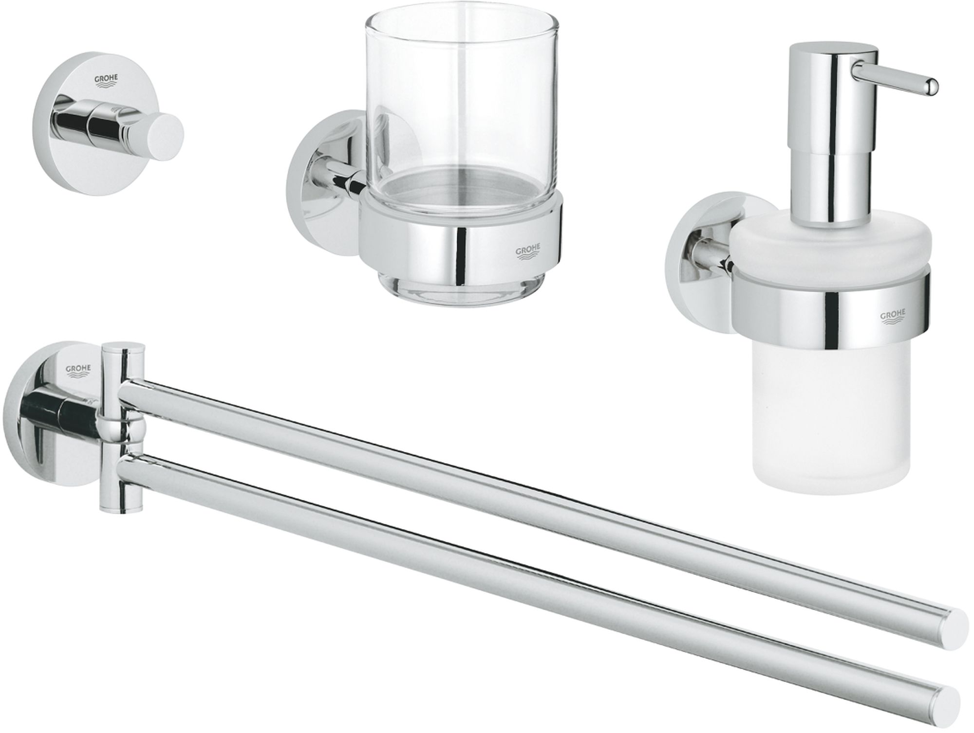 Grohe Essentials set de accesorii 4 în 1 StarLight Chrome 40846001