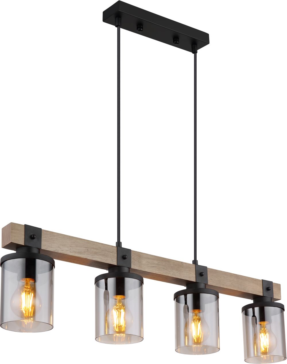 Globo Lighting Lila lampă suspendată 4x60 W negru-lemn 15555-4H