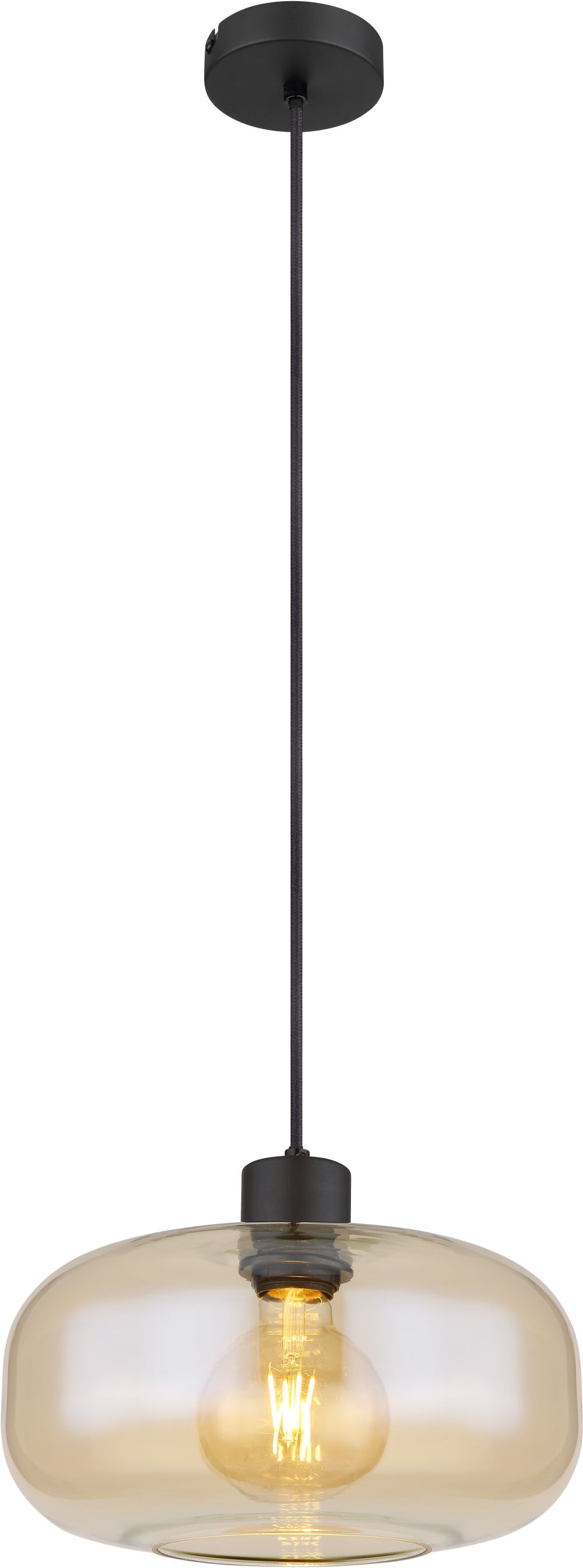 Globo Lighting Giuseppe lampă suspendată 1x40 W negru-chihlimbar 15566HA