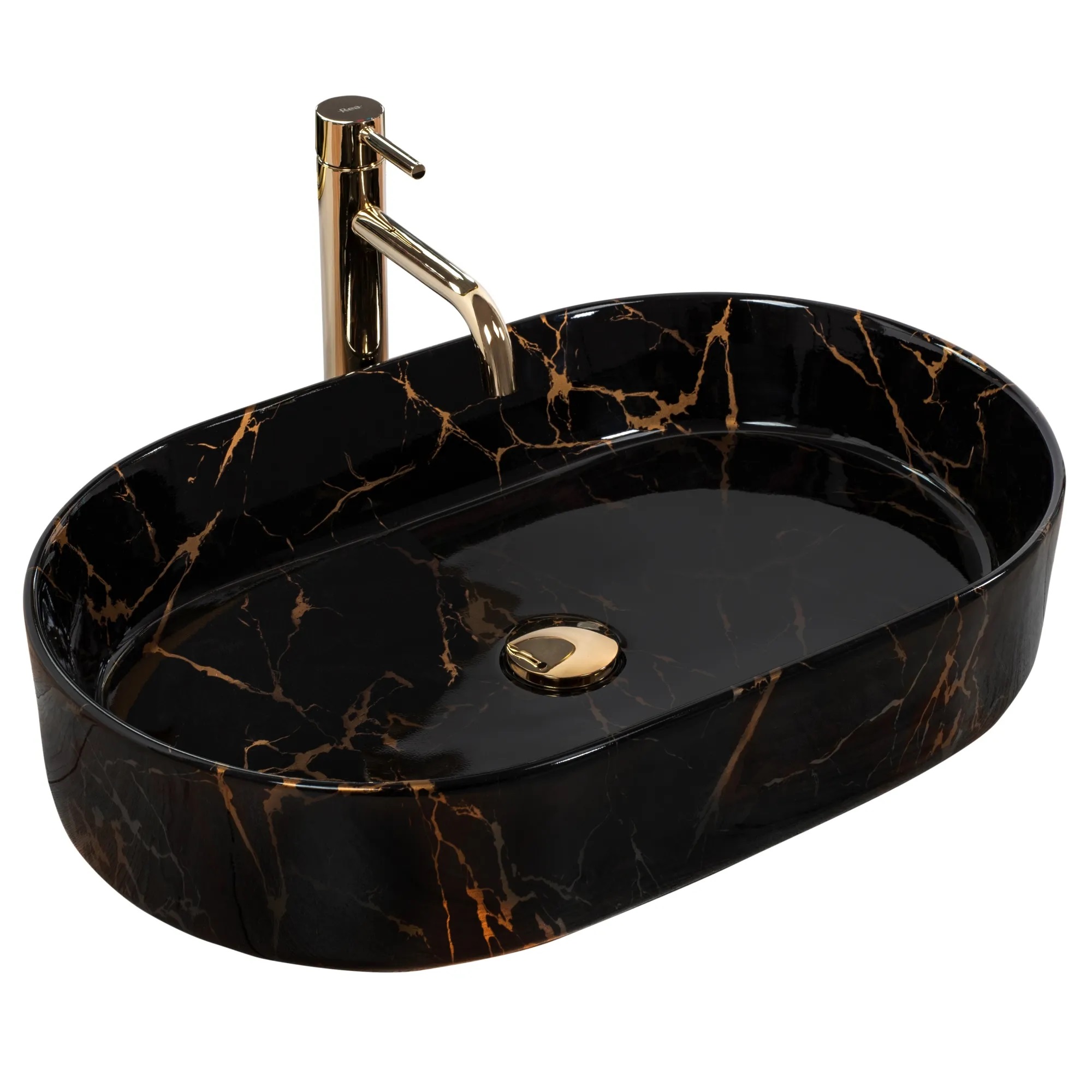 Rea Nadia lavoar 61x38.5 cm oval de blat negru REA-U0539