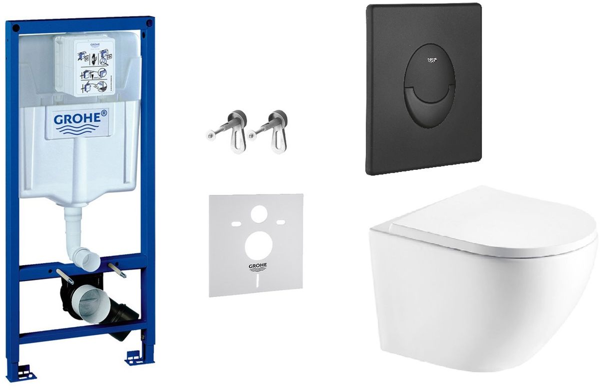 Set cadru încastrat Grohe Rapid SL 38539001, vas WC cu capac soft-close Hagser Beno HGR20000042, 38964KF0