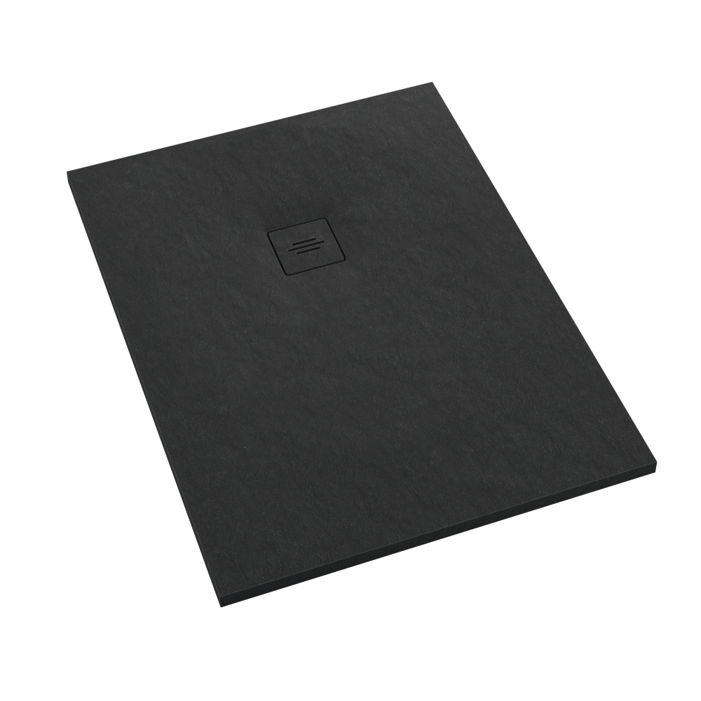 Schedline Protos Black Stone cădiță de duș dreptunghiulară + capac mascare 90x80 cm negru 3SP.P1P-8090/C/ST-M1/C/ST