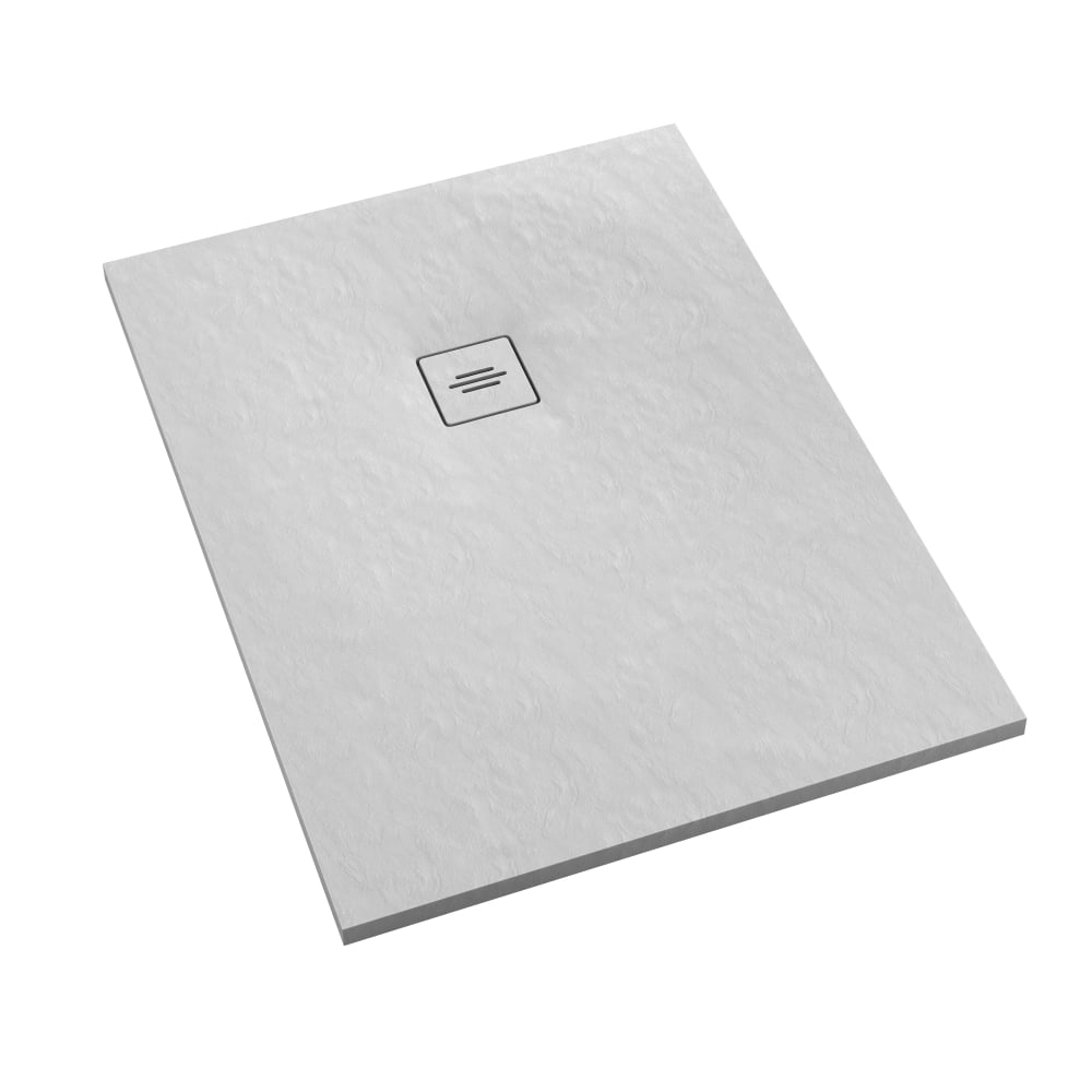 Schedline Protos White Stone cădiță de duș dreptunghiulară + capac mascare 100x80 cm alb 3SP.P1P-80100/B/ST-M1/B/ST