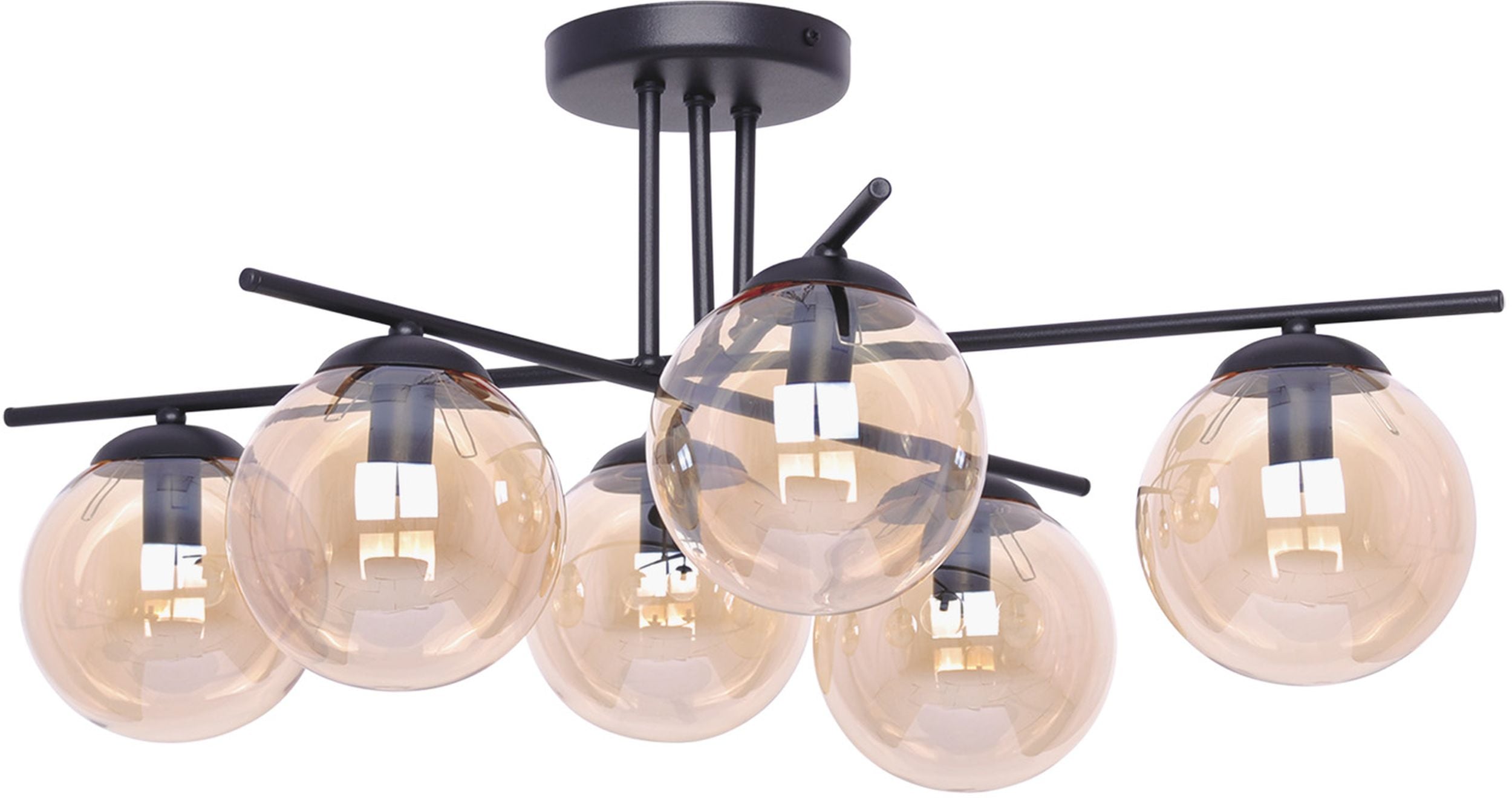 Kaja Delta lampă de tavan 6x40 W negru-chihlimbar K-5162