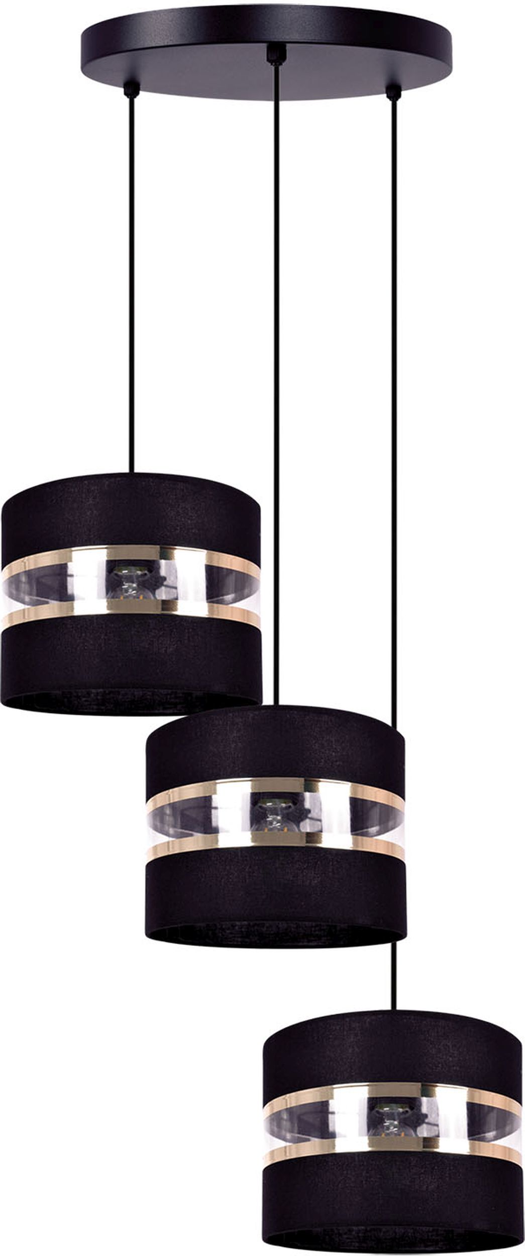 Kaja Nicea lampă suspendată 3x40 W negru-transparent-auriu K-5202