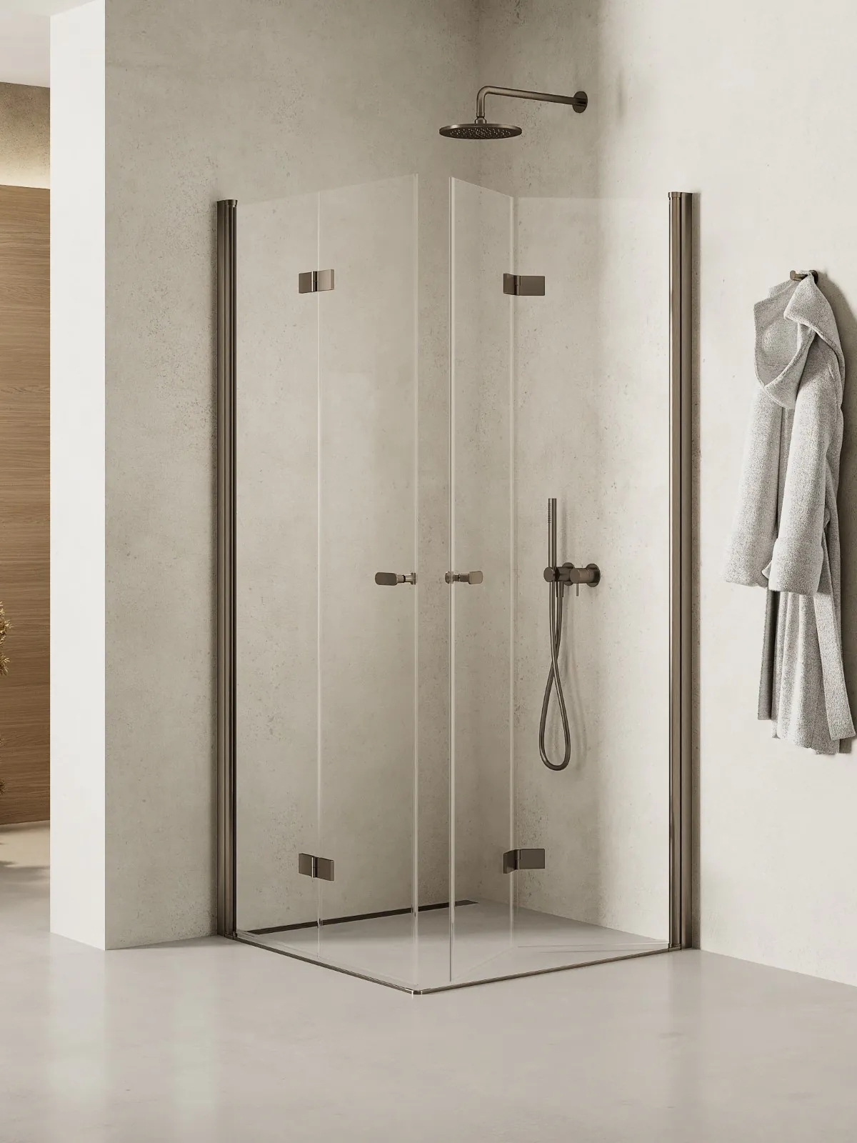 New Trendy New Soleo Gunmetal Brushed cabină de duș 80x80 cm pătrat periat/sticlă transparentă K-2246