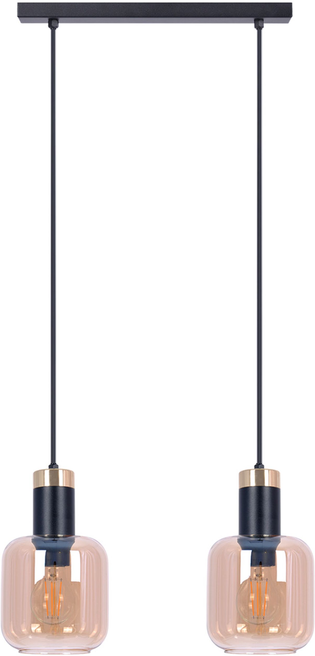 Kaja Doka lampă suspendată 2x40 W negru-auriu-chihlimbar K-5266