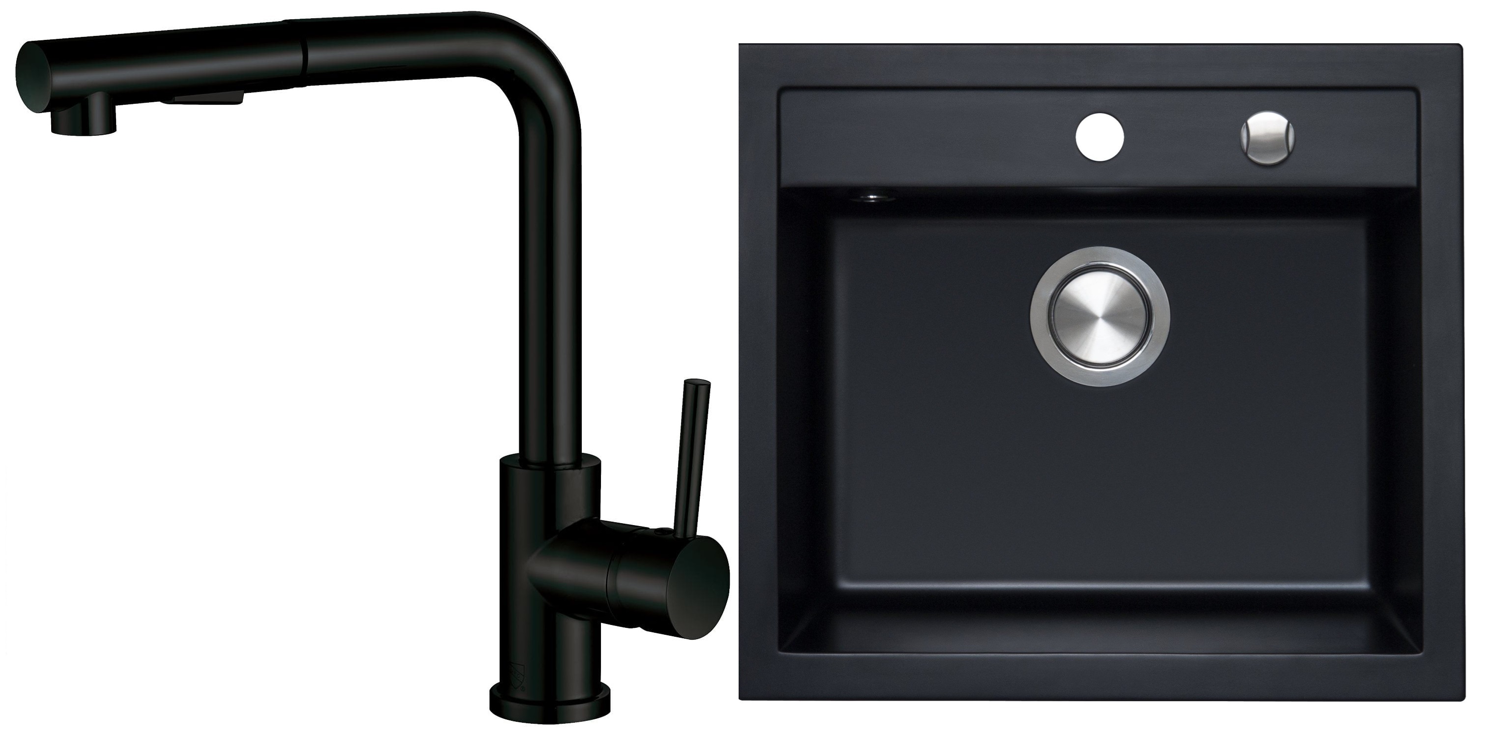 Set chiuvetă din granit Berg Hobart BRQ19104, baterie bucătărie Berg Porta WW 130231PH