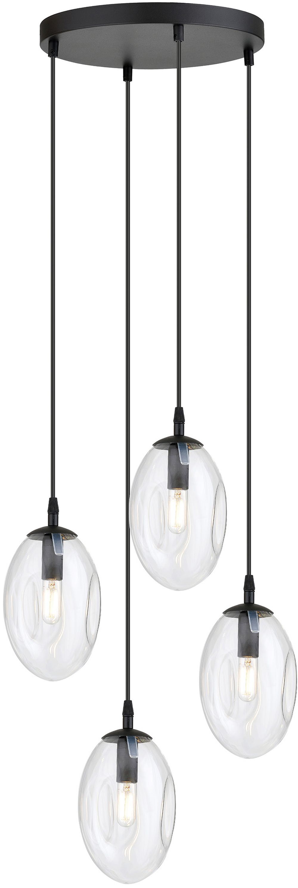 Emibig Astral lampă suspendată 4x10 W negru-transparent 1265/4PREM