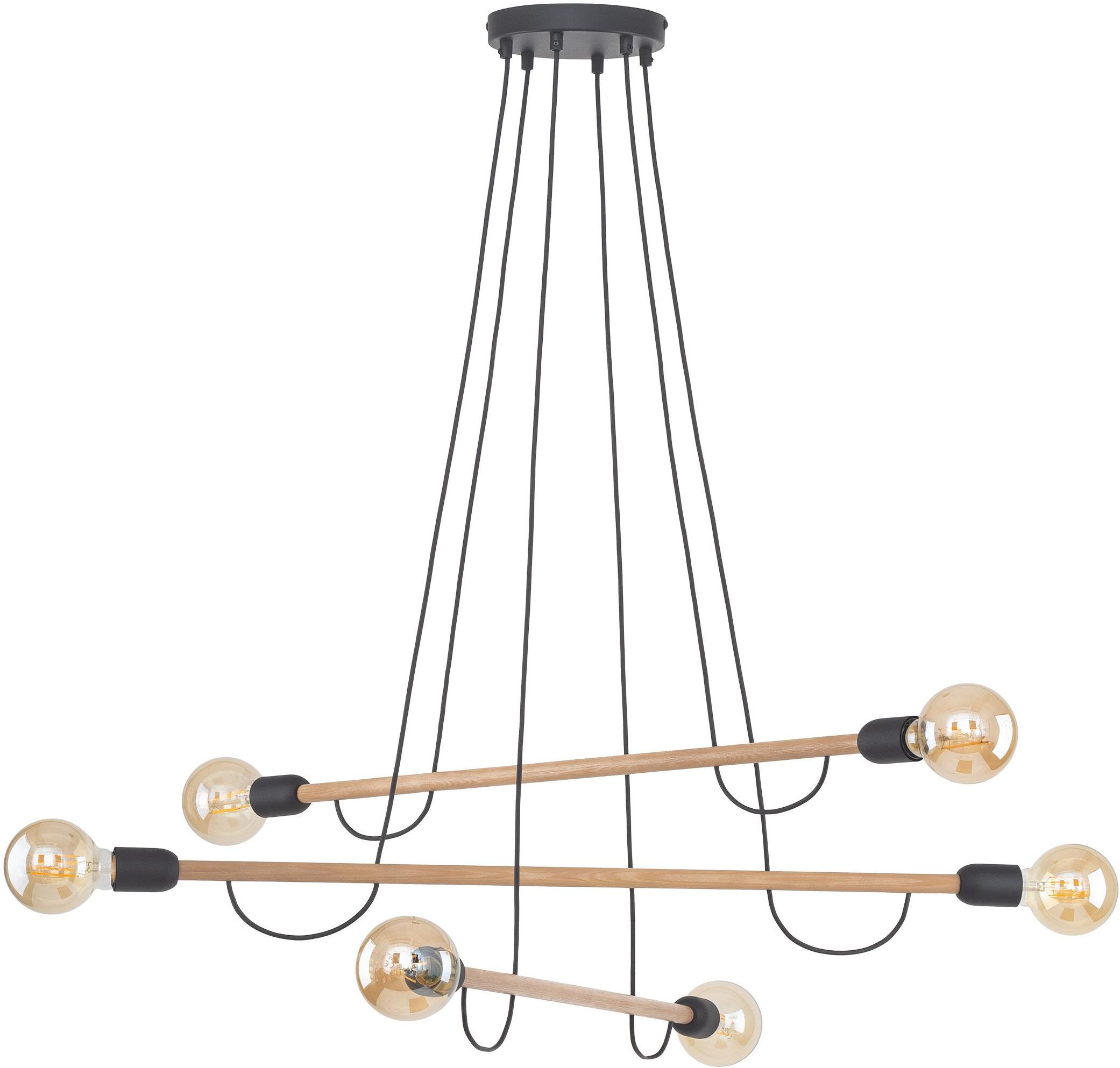 TK Lighting Helix lampă suspendată 6x15 W negru-lemn 4953