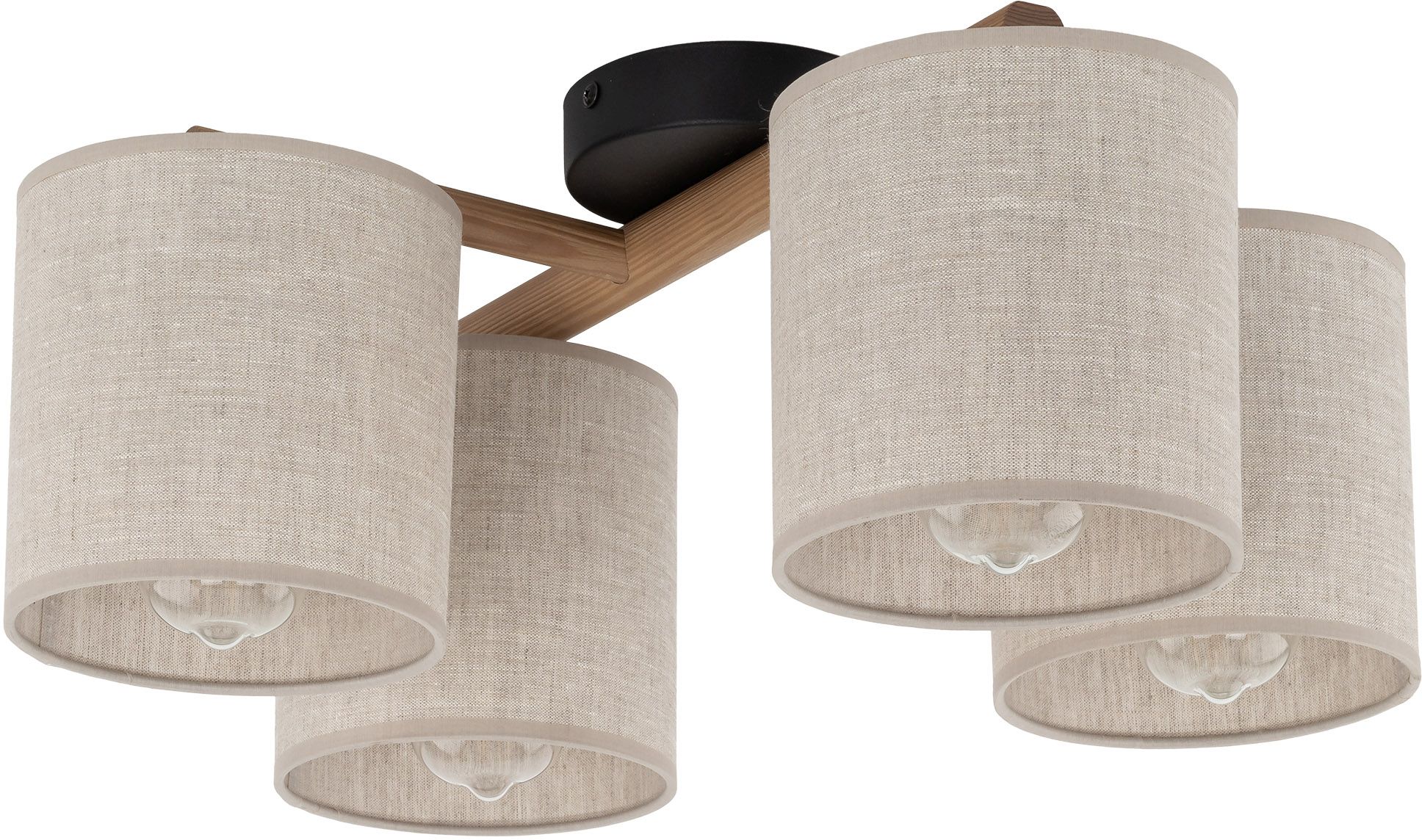 TK Lighting Deva Nature lampă de tavan 4x15 W negru-gri-lemn 6866