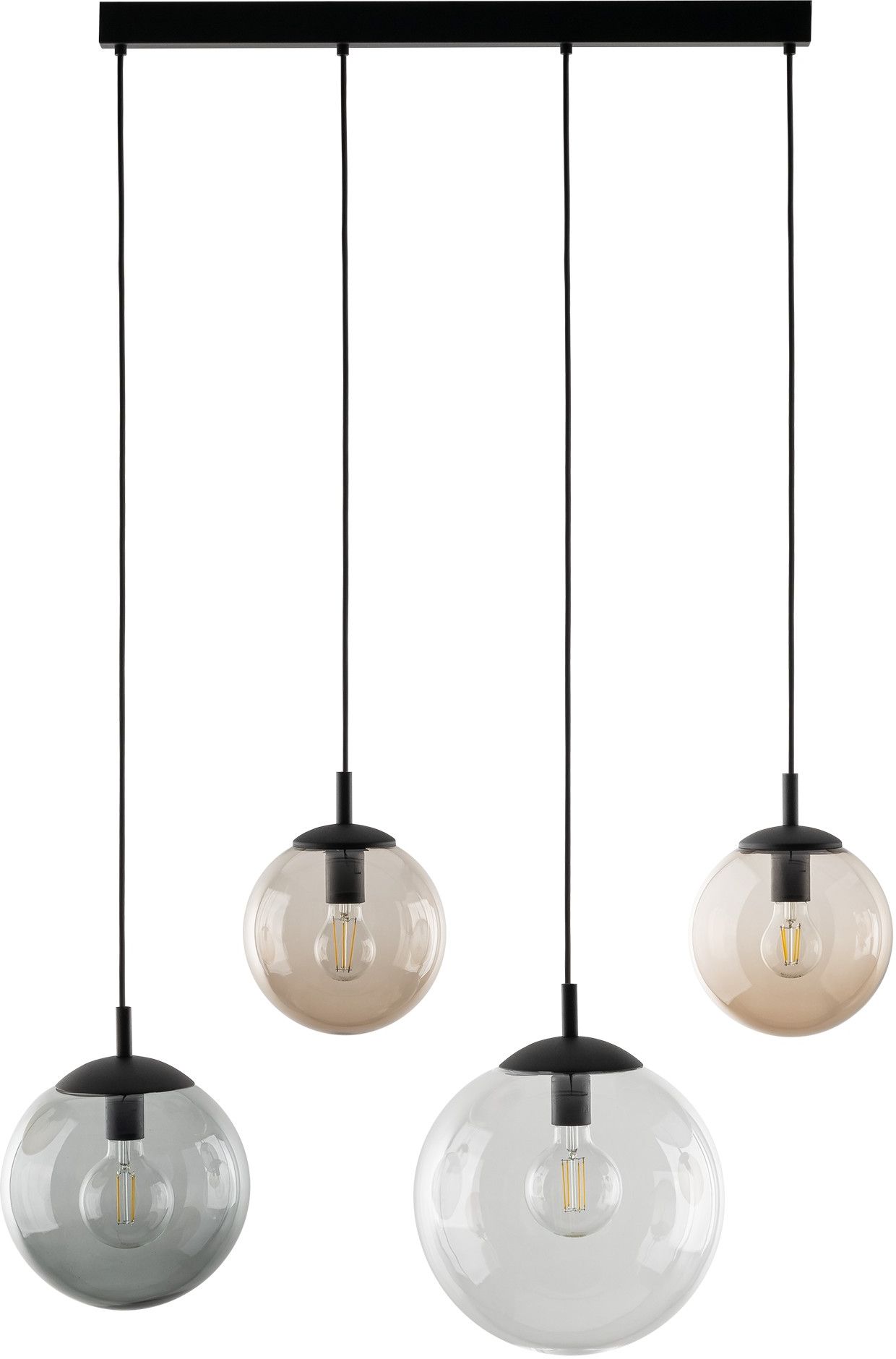 TK Lighting Esme lampă suspendată 4x15 W negru-transparent-opal-grafit 4795