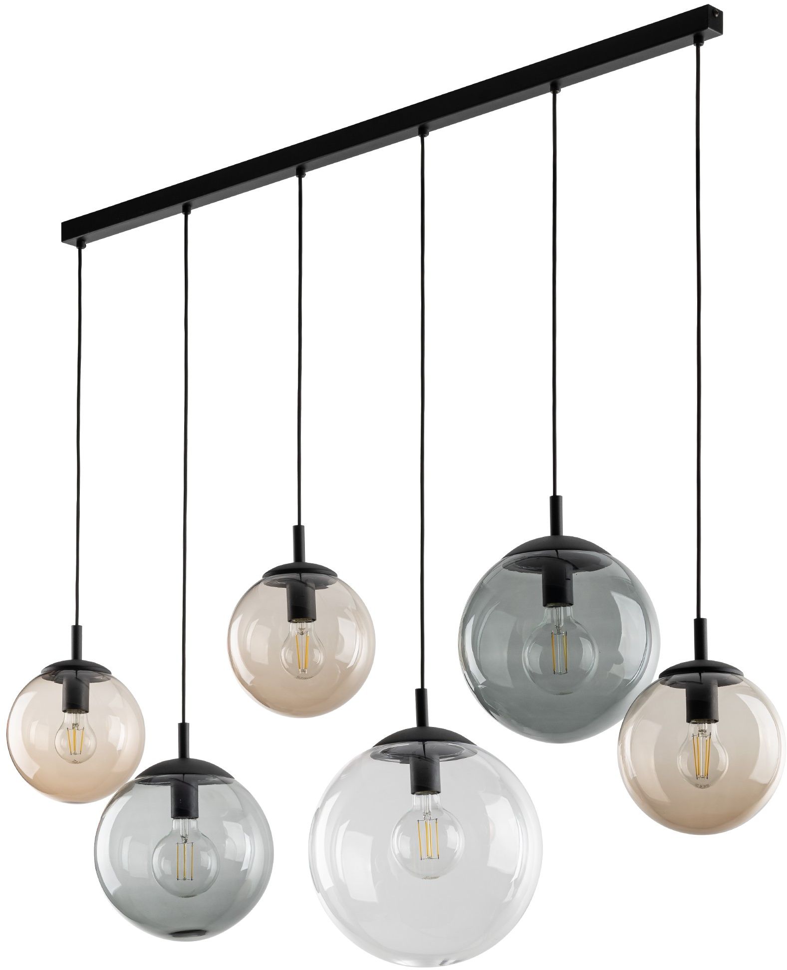 TK Lighting Esme lampă suspendată 6x15 W negru-transparent-opal-grafit 4797