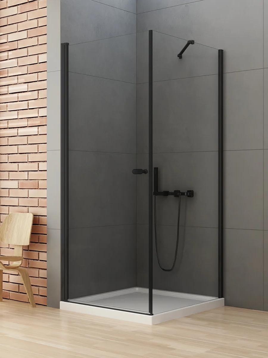 New Trendy New Soleo Black cabină de duș 100x90 cm dreptunghiular negru mat/sticlă transparentă D-0231A/D-0116B