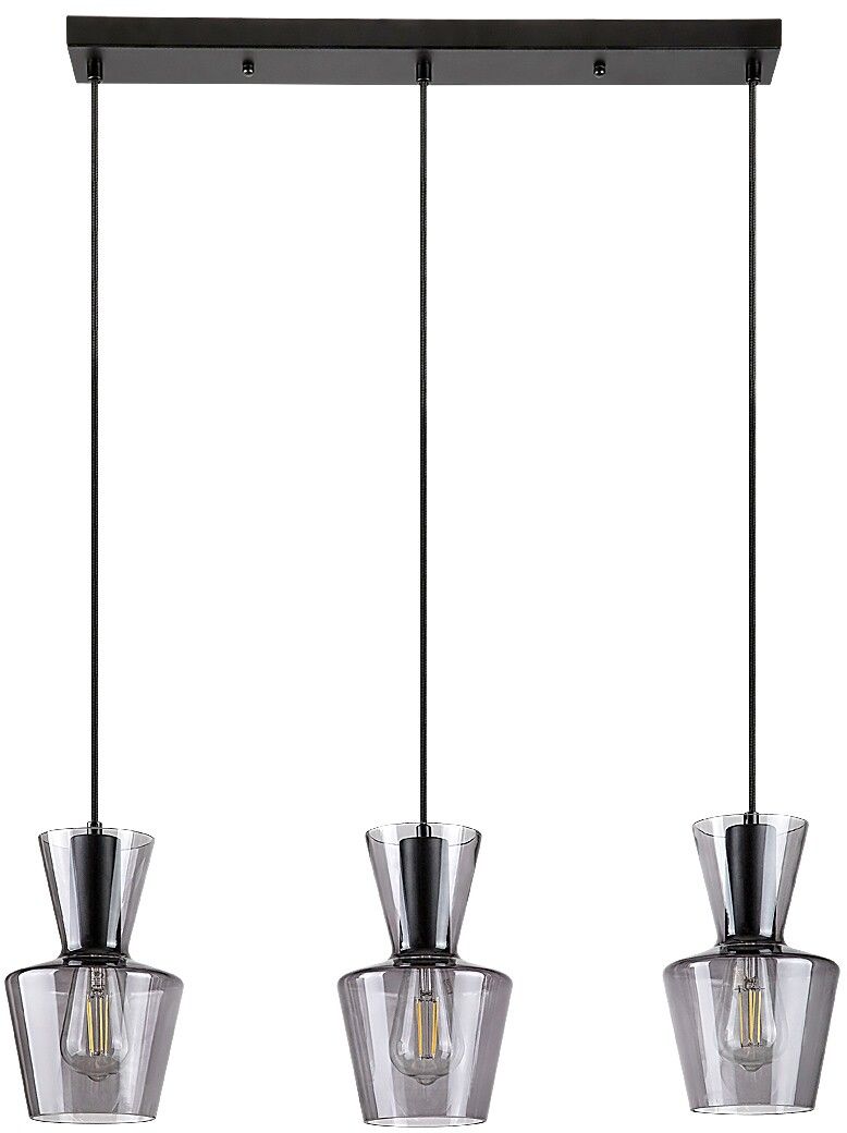 Rabalux Abra lampă suspendată 3x60 W negru-fumuriu 72163