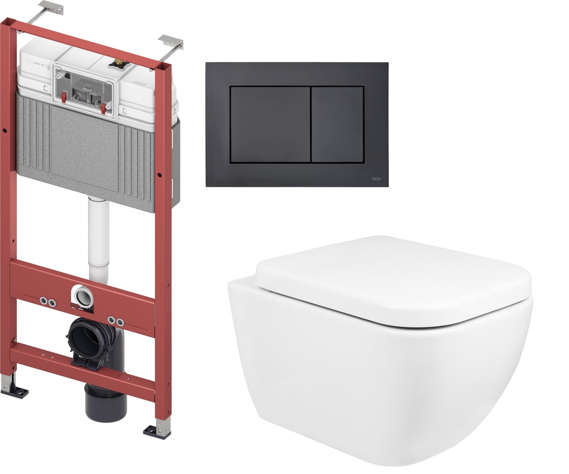 Set vas WC Oltens Vernal 42502000, cadru încastrat Tece Base 9400407, 9240407, 45103000