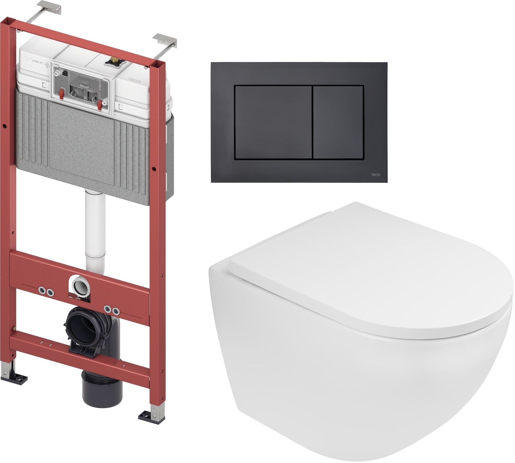Set vas WC Oltens Hamnes 42513000, cadru încastrat Tece Base 9400407, 9240407, 45109000