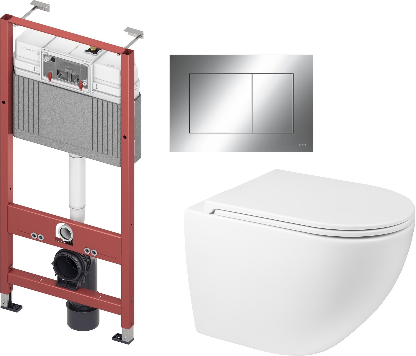 Set vas WC Oltens Hamnes 42513000, cadru încastrat Tece Base 9400407, 45100000, 9.240.401