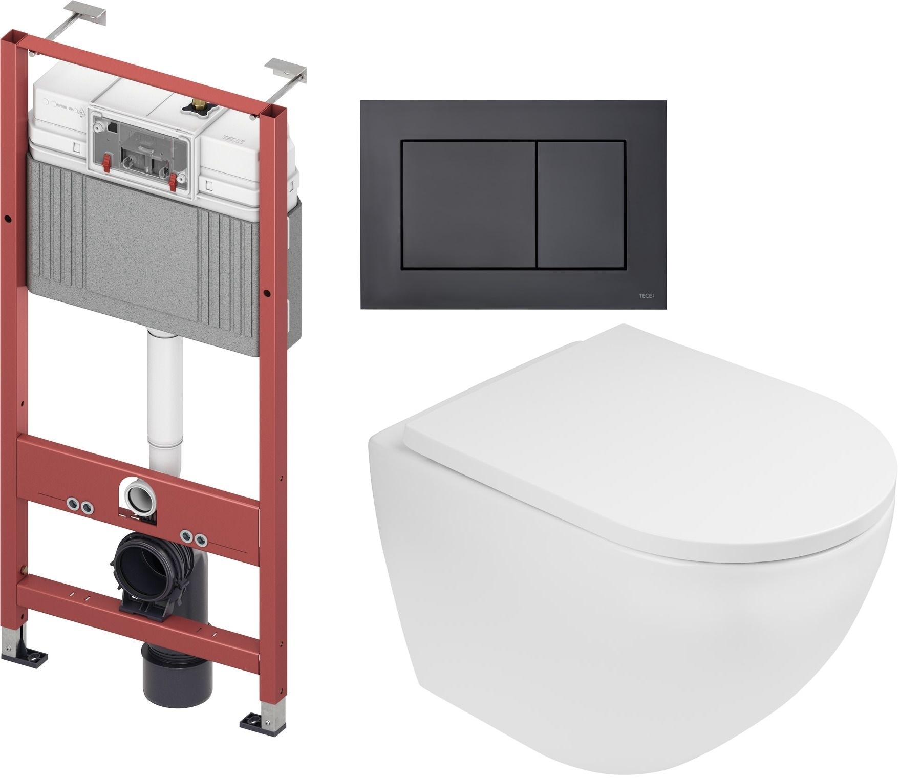 Set cadru încastrat Tece Base 9400407, vas WC Oltens Hamnes 42013000, 9240407, 45109000
