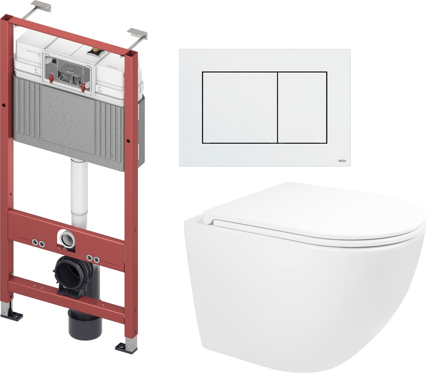 Set vas WC Oltens Hamnes 42521000, cadru încastrat Tece Base 9400407, 45100000, 9.240.400