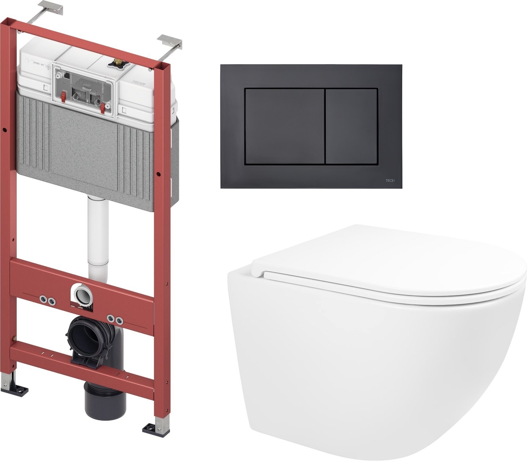 Set vas WC Oltens Hamnes 42021000, cadru încastrat Tece Base 9400407, 9240407, 45100000