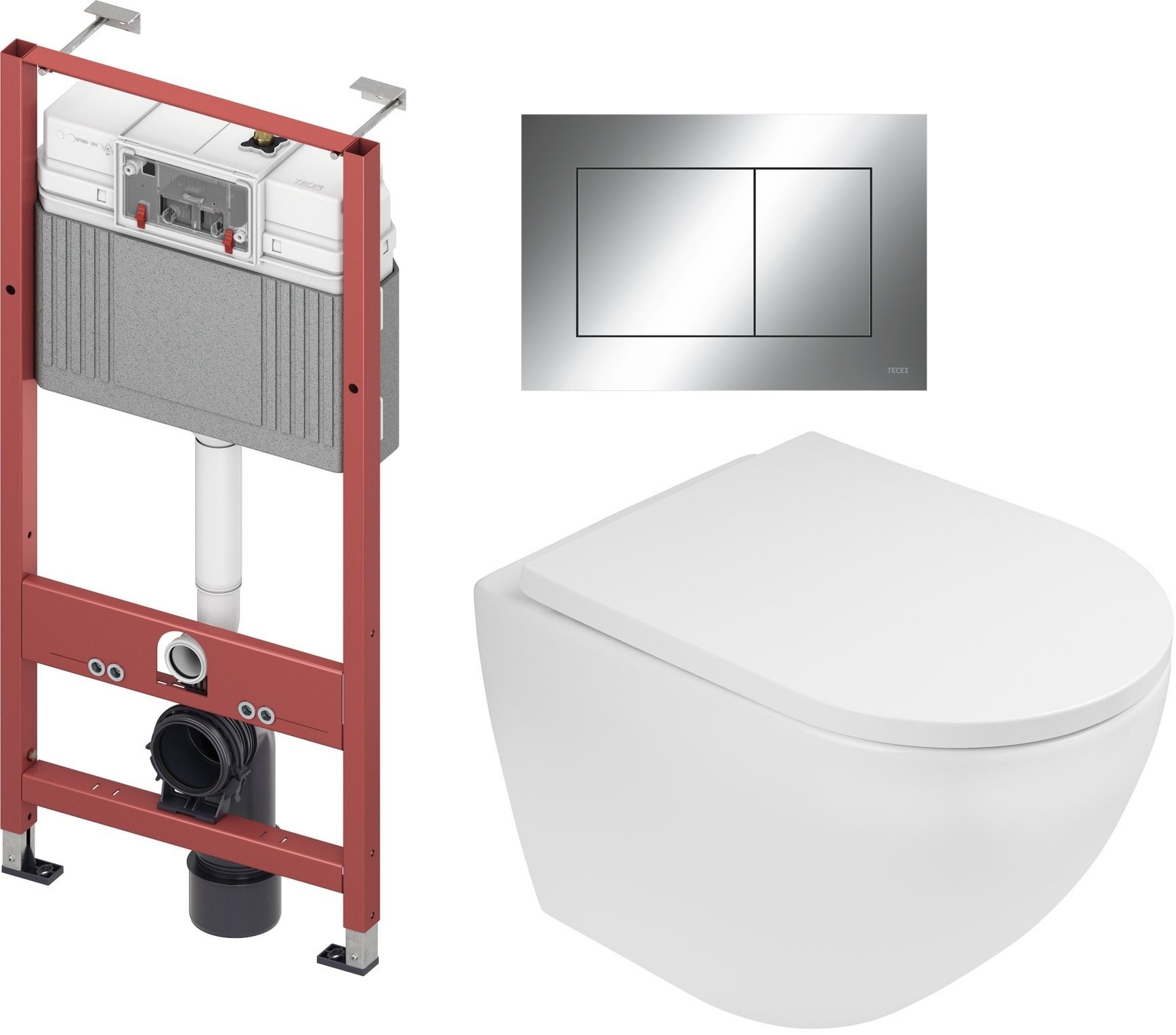 Set vas WC Oltens Hamnes 42021000, cadru încastrat Tece Base 9400407, 45109000, 9.240.401