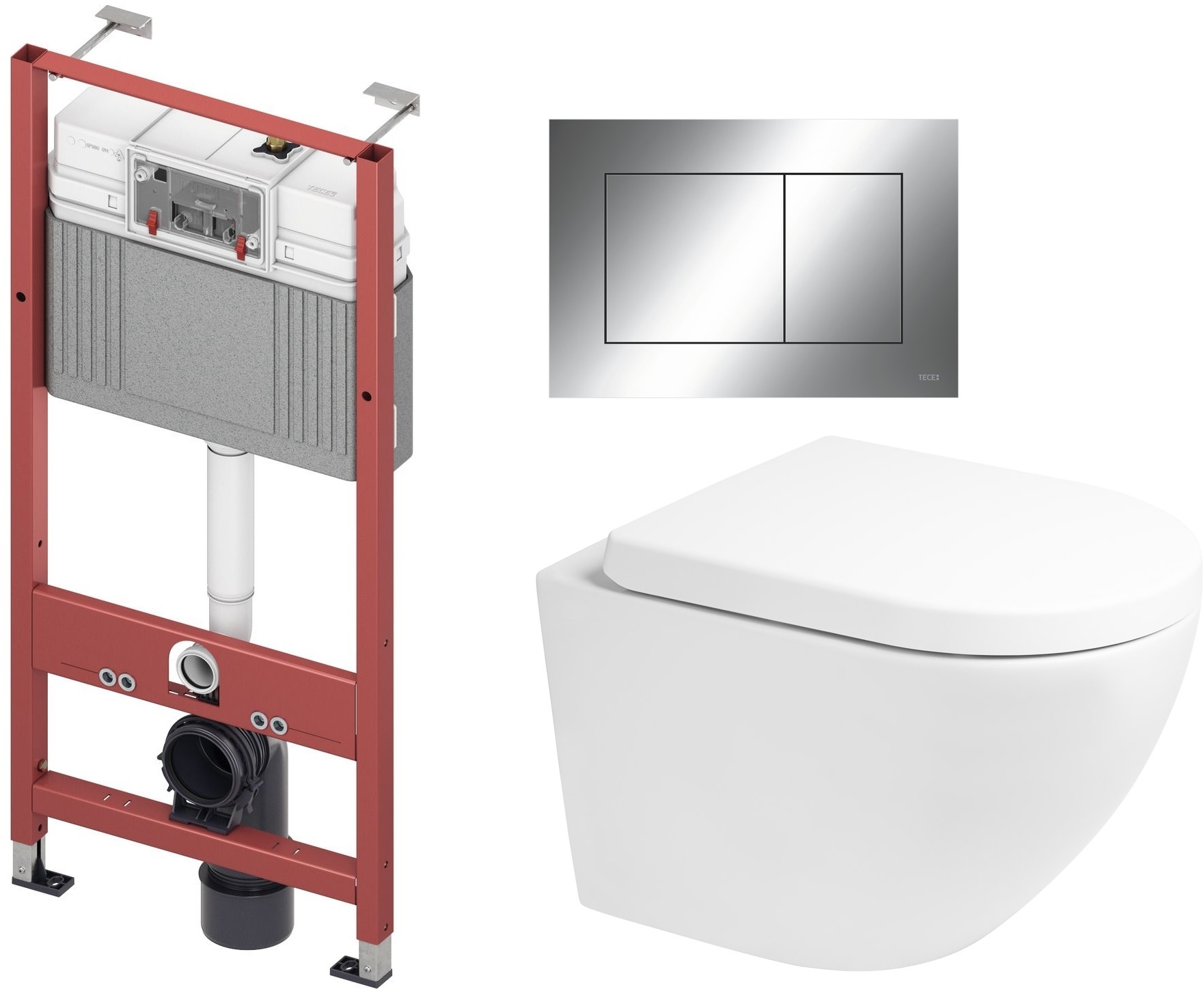 Set vas WC Oltens Hamnes 42524000, cadru încastrat Tece Base 9400407, 45113000, 9.240.401