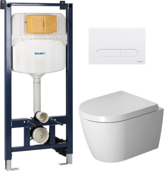 Set vas WC cu capac soft-close Duravit ME by Starck 45300900A1, cadru încastrat Duravit DuraSystem WD1029000000, WD5009011000