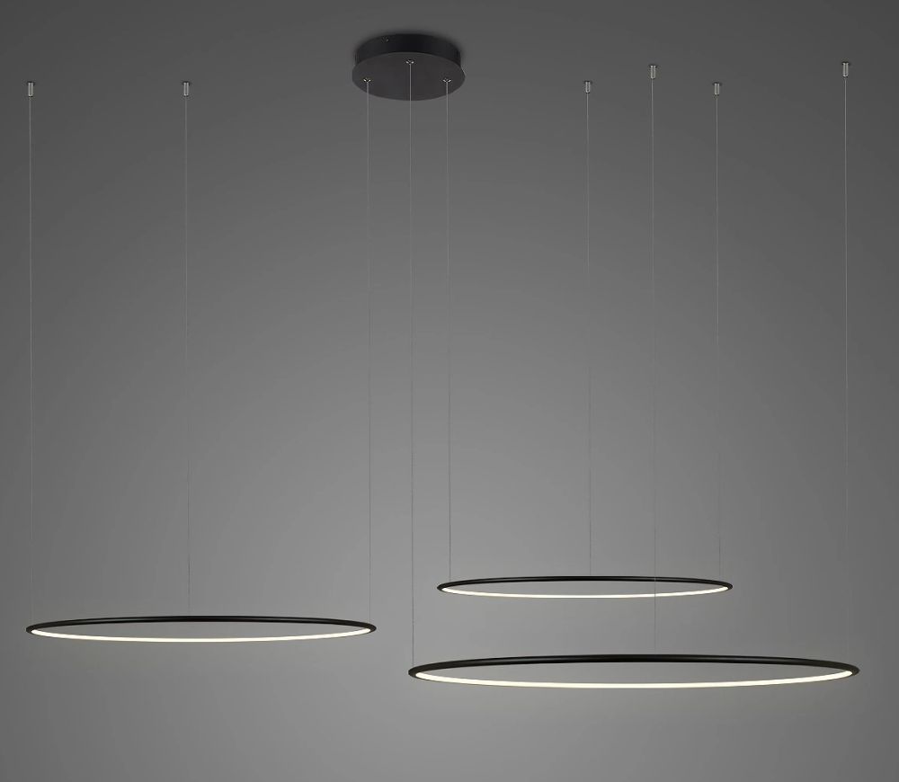 Altavola Design Ledowe Okręgi lampă suspendată 3x91 W negru LA075/CO3_100_in_3k_black