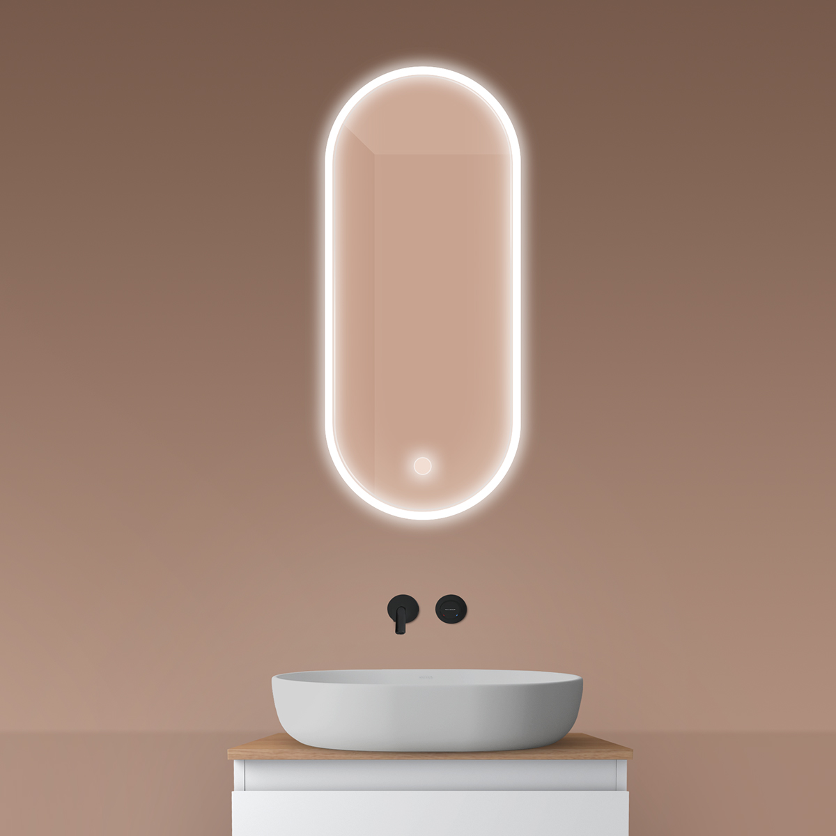 Oltens Nordlis oglindă 40x90 cm oval cu iluminare cu covoraș de încălzire 64103000