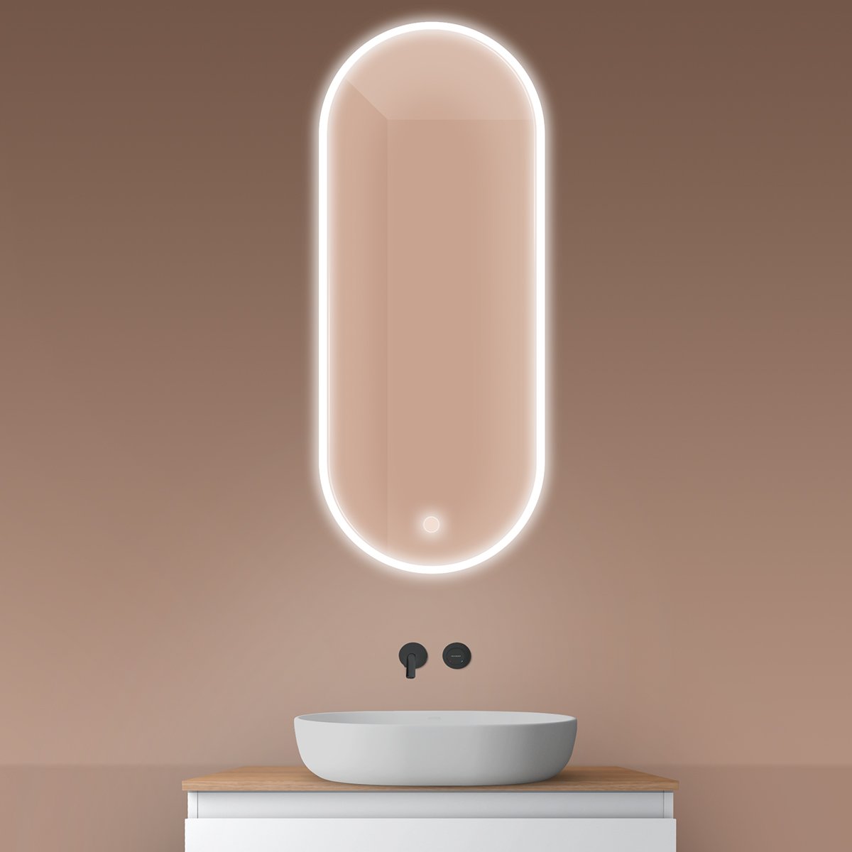 Oltens Nordlis oglindă 50x120 cm oval cu iluminare cu covoraș de încălzire 64104000