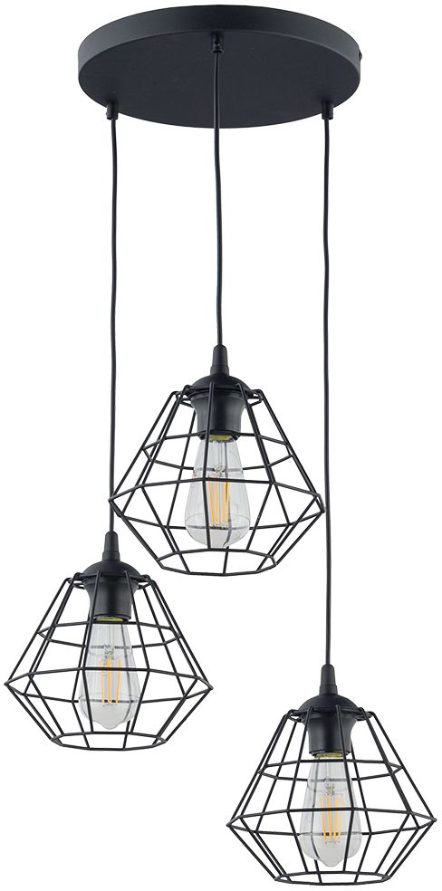 TK Lighting Diamond lampă suspendată 3x15 W negru 6204