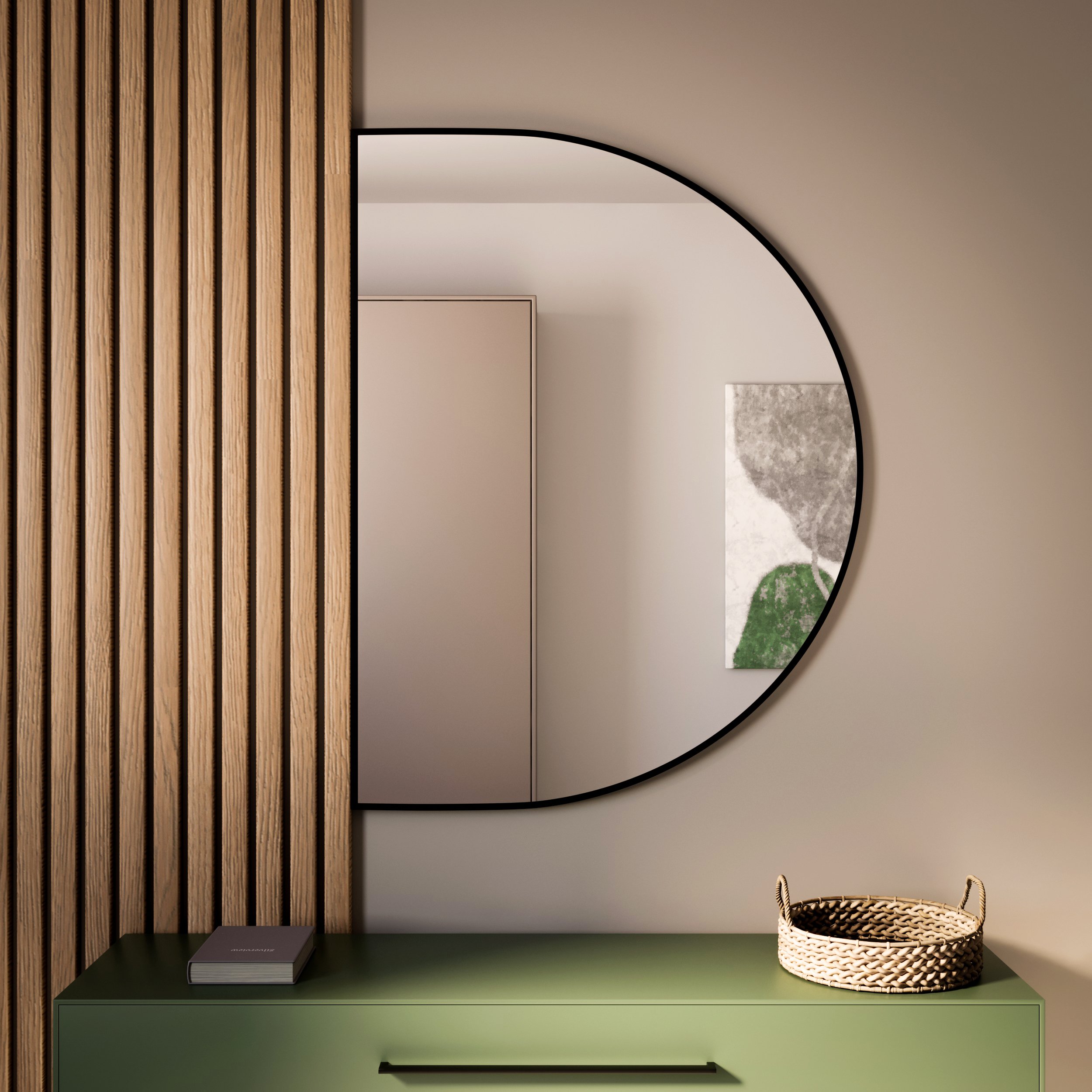Baltica Design Tiny Border Semi Round oglindă 90x45 cm negru 5904107923574