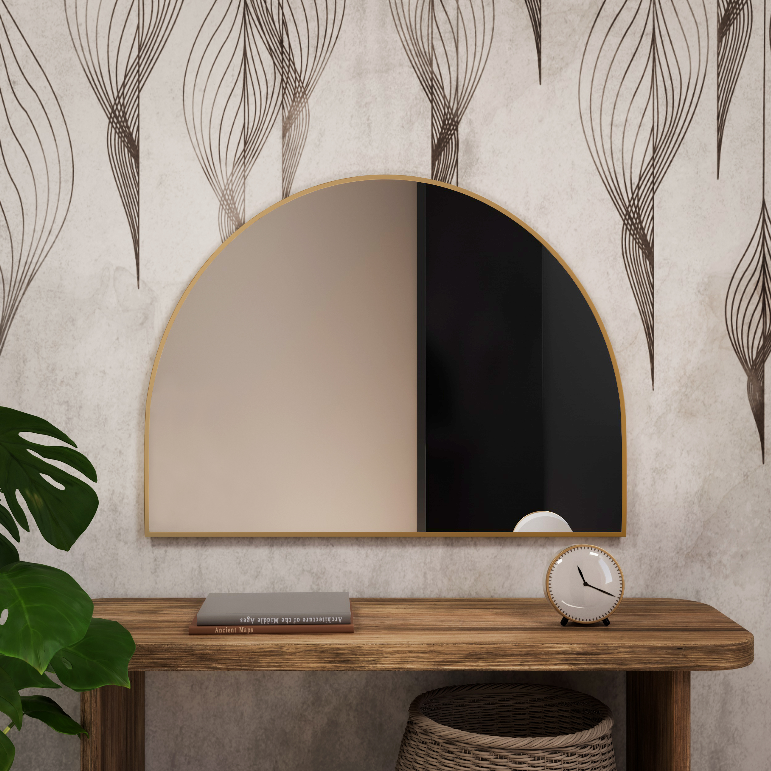 Baltica Design Tiny Border Semi Round oglindă 80x50 cm auriu 5904107924038