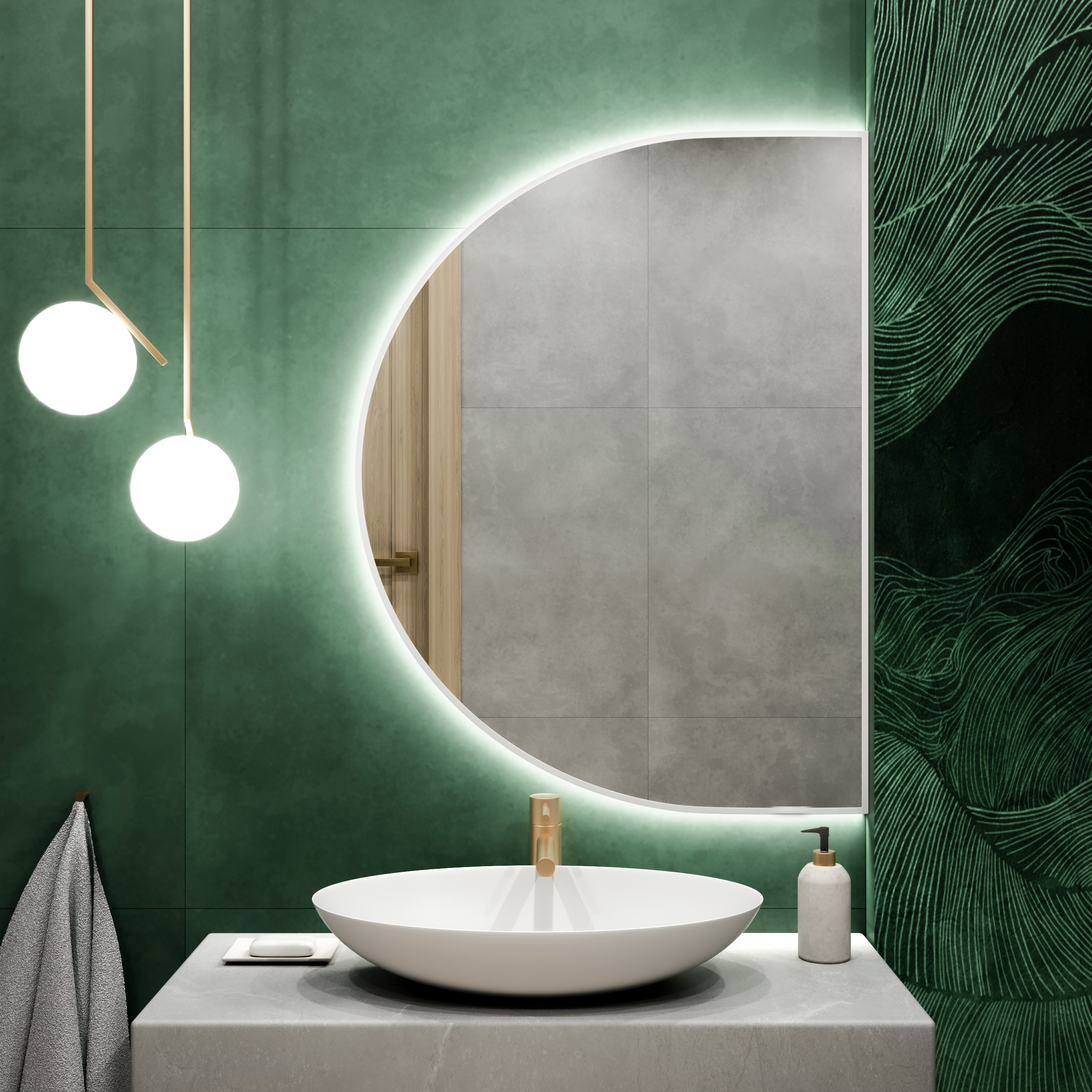 Baltica Design Tiny Border Semi Round oglindă 110x75 cm cu iluminare alb 5904107926940