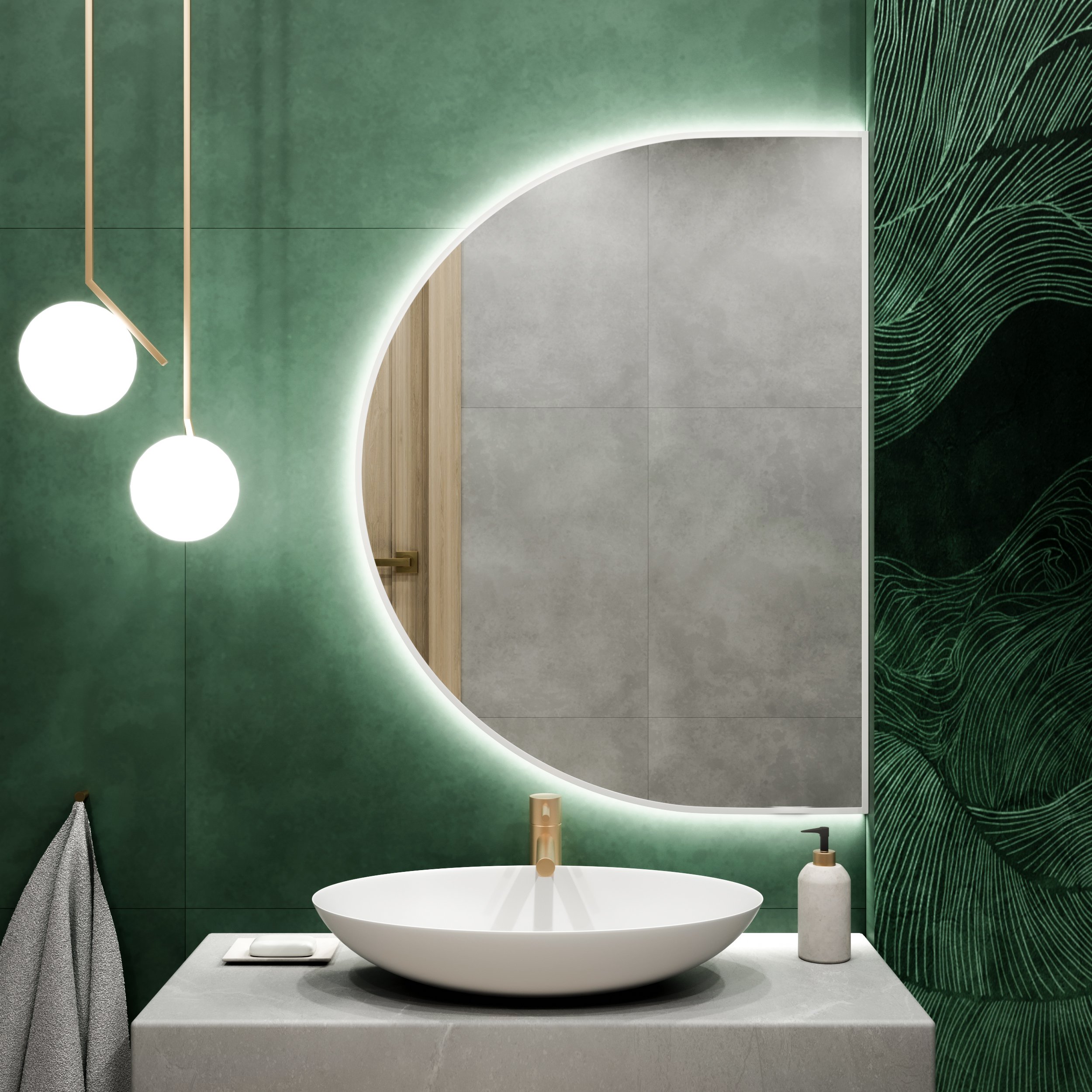 Baltica Design Tiny Border Semi Round oglindă 130x75 cm cu iluminare alb 5904107926995