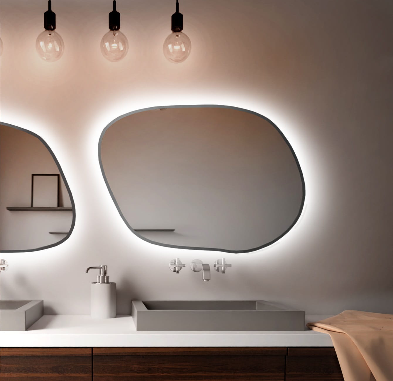 Baltica Design Bright Stain IV oglindă 90x64 cm cu iluminare argint 5904107921143