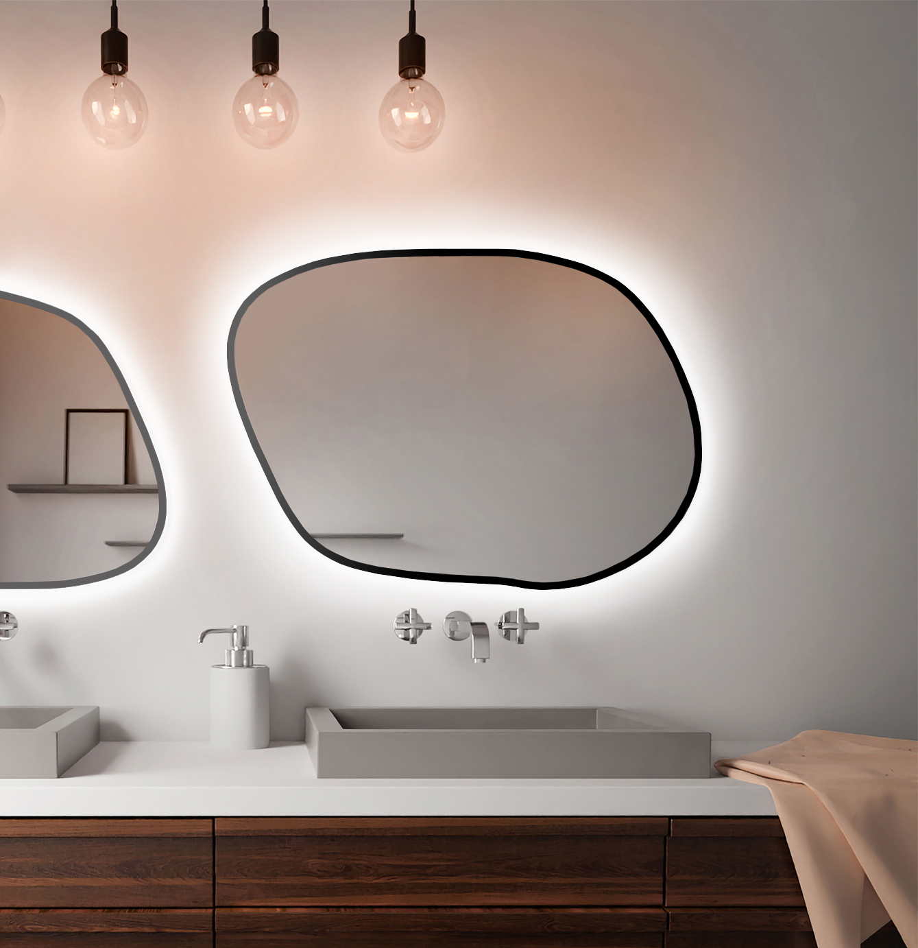 Baltica Design Bright Stain IV oglindă 90x64 cm cu iluminare negru 5904107920962