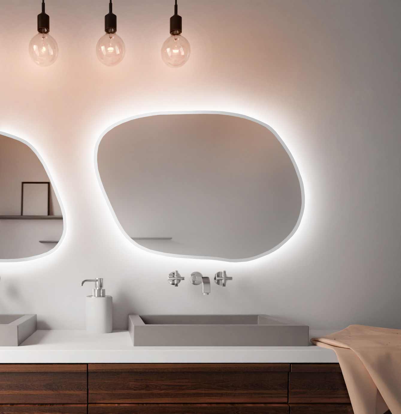 Baltica Design Bright Stain IV oglindă 80x57 cm cu iluminare alb 5904107920740