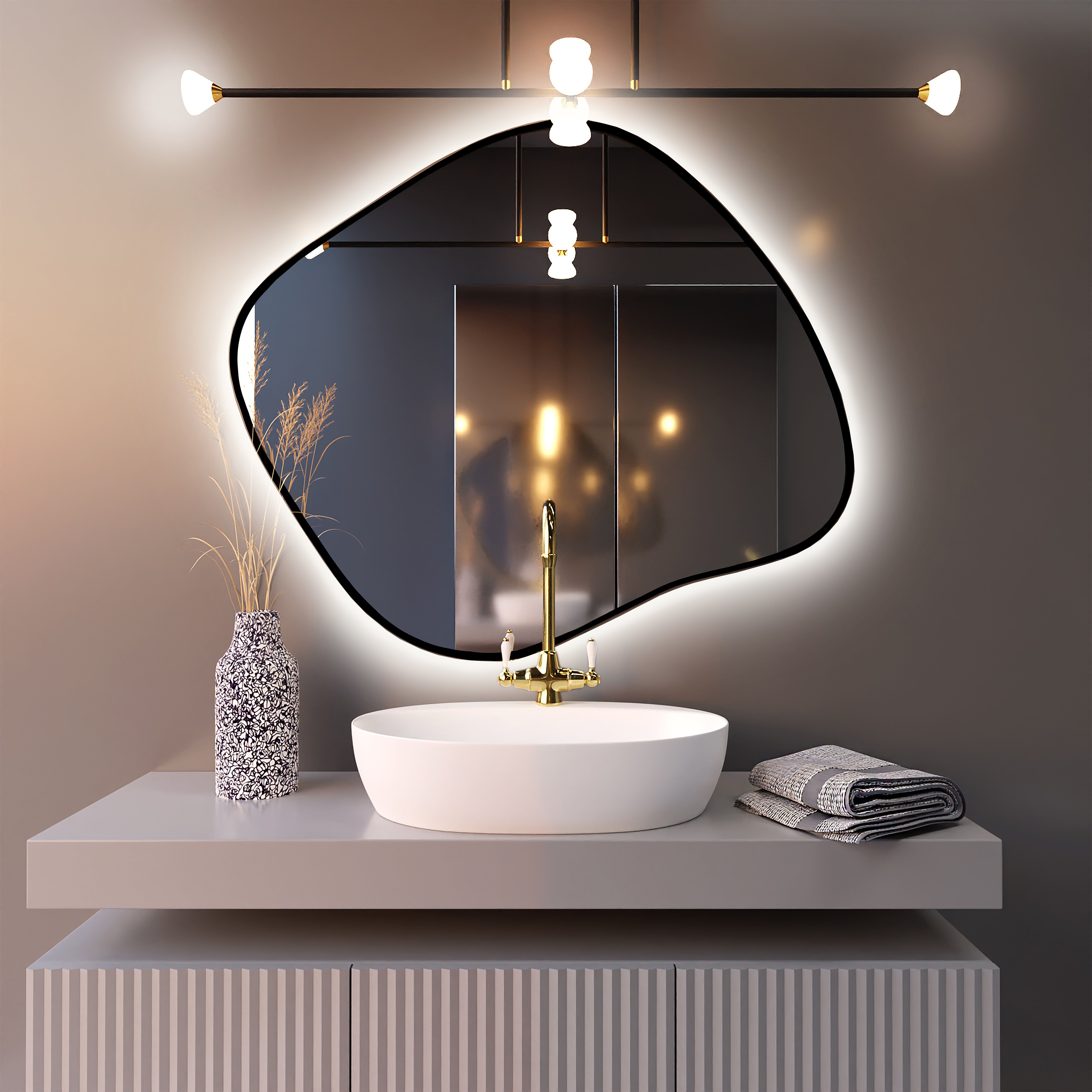 Baltica Design Bright Stain III oglindă 60x52 cm cu iluminare negru 5904107920146
