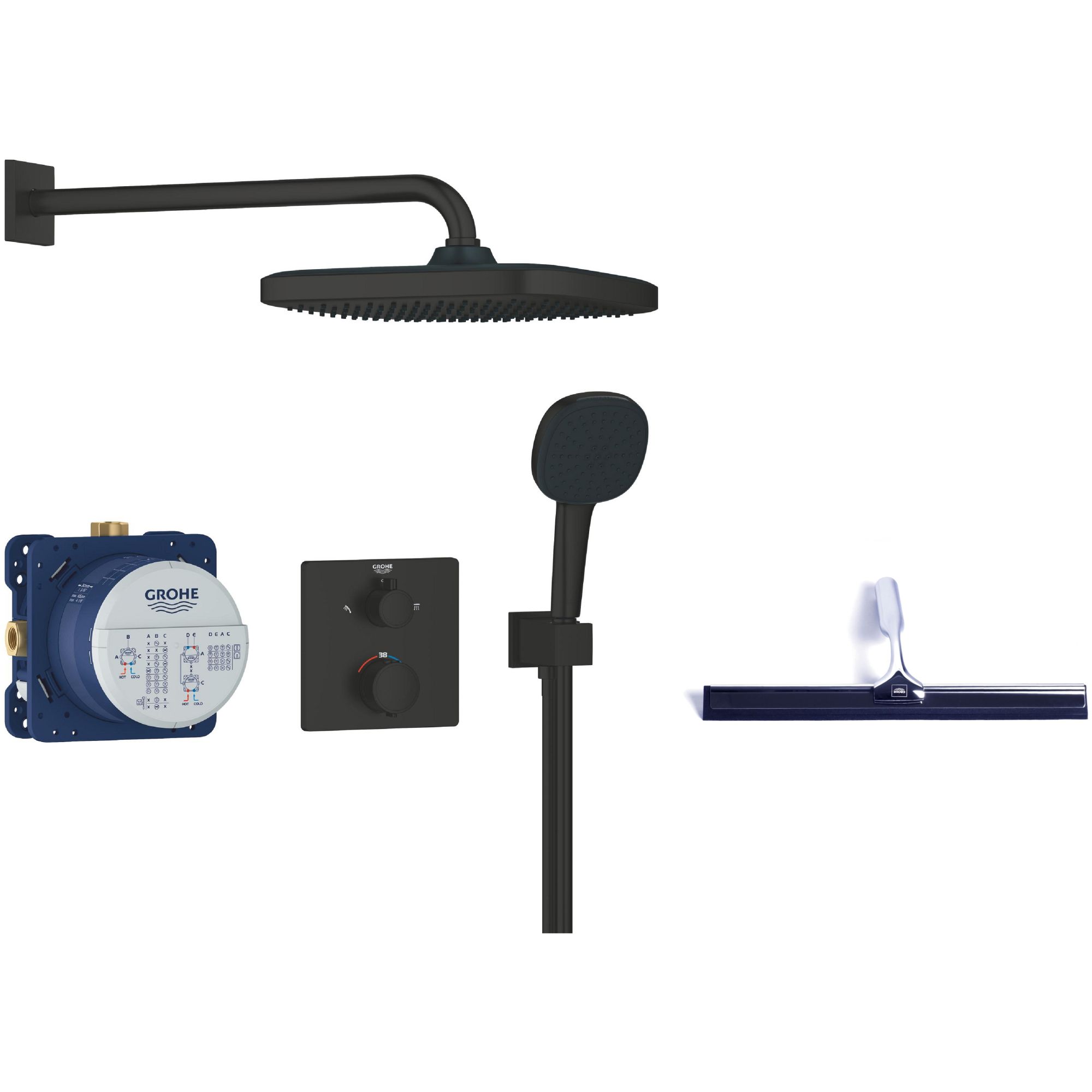 Set set de duș Grohe Vitalio Comfort 348822430, racletă de apă Grohe 4067393055617
