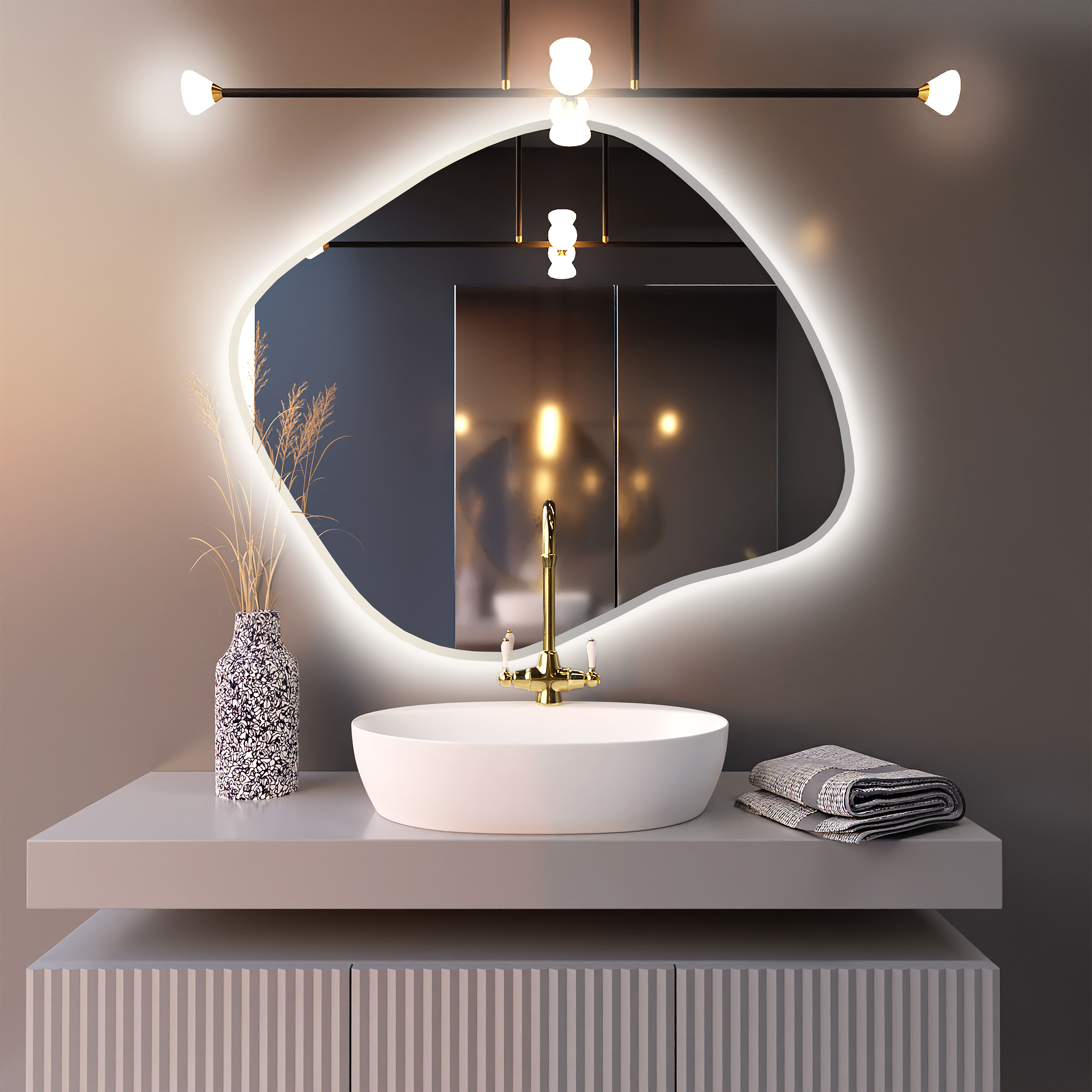 Baltica Design Bright Stain III oglindă 60x52 cm cu iluminare alb 5904107919973