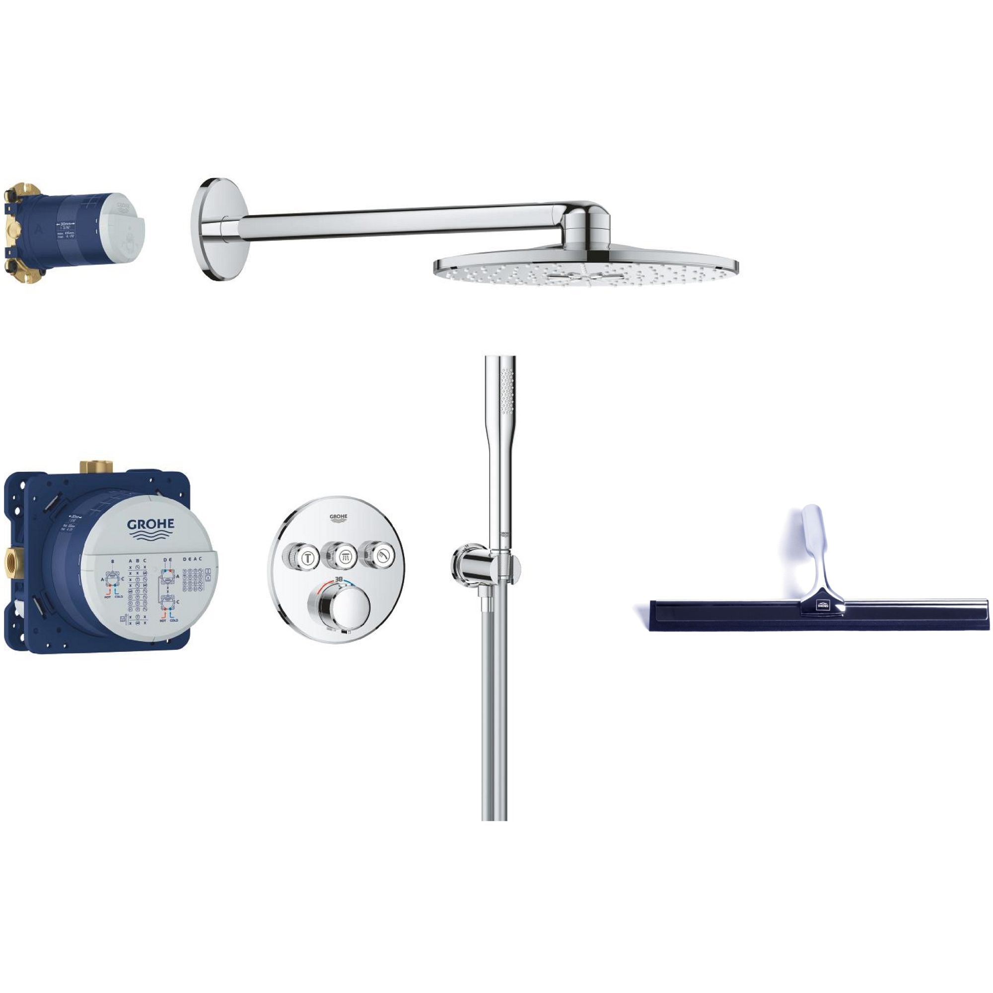 Set set de duș Grohe Precision Smartcontrol 34874000, racletă de apă Grohe 4067393055617