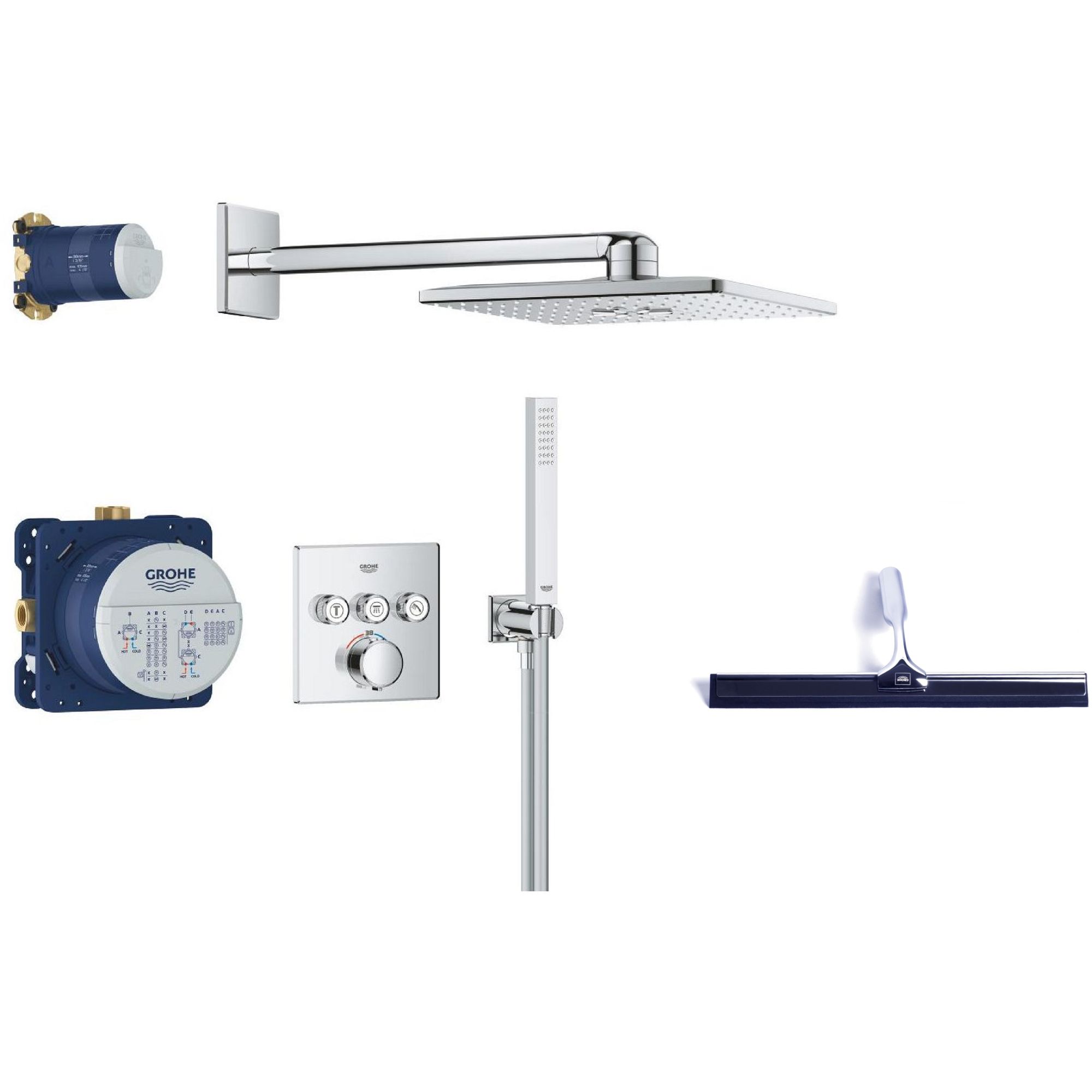 Set set de duș Grohe Precision Smartcontrol 34875000, racletă de apă Grohe 4067393055617