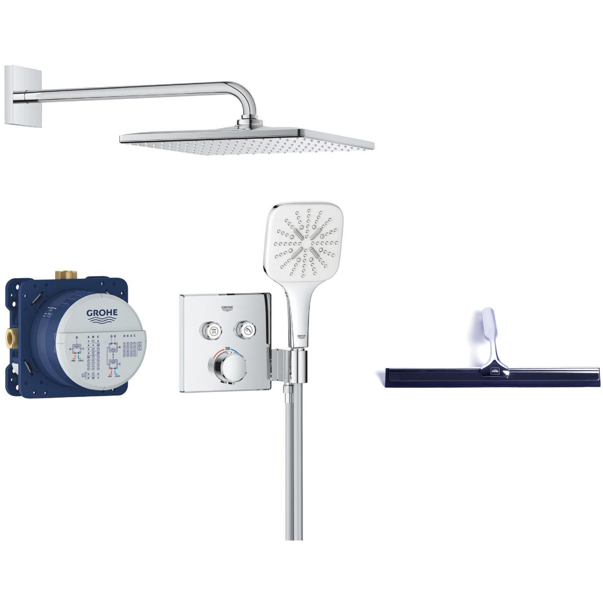 Set set de duș Grohe Precision Smartcontrol 34876000, racletă de apă Grohe 4067393055617