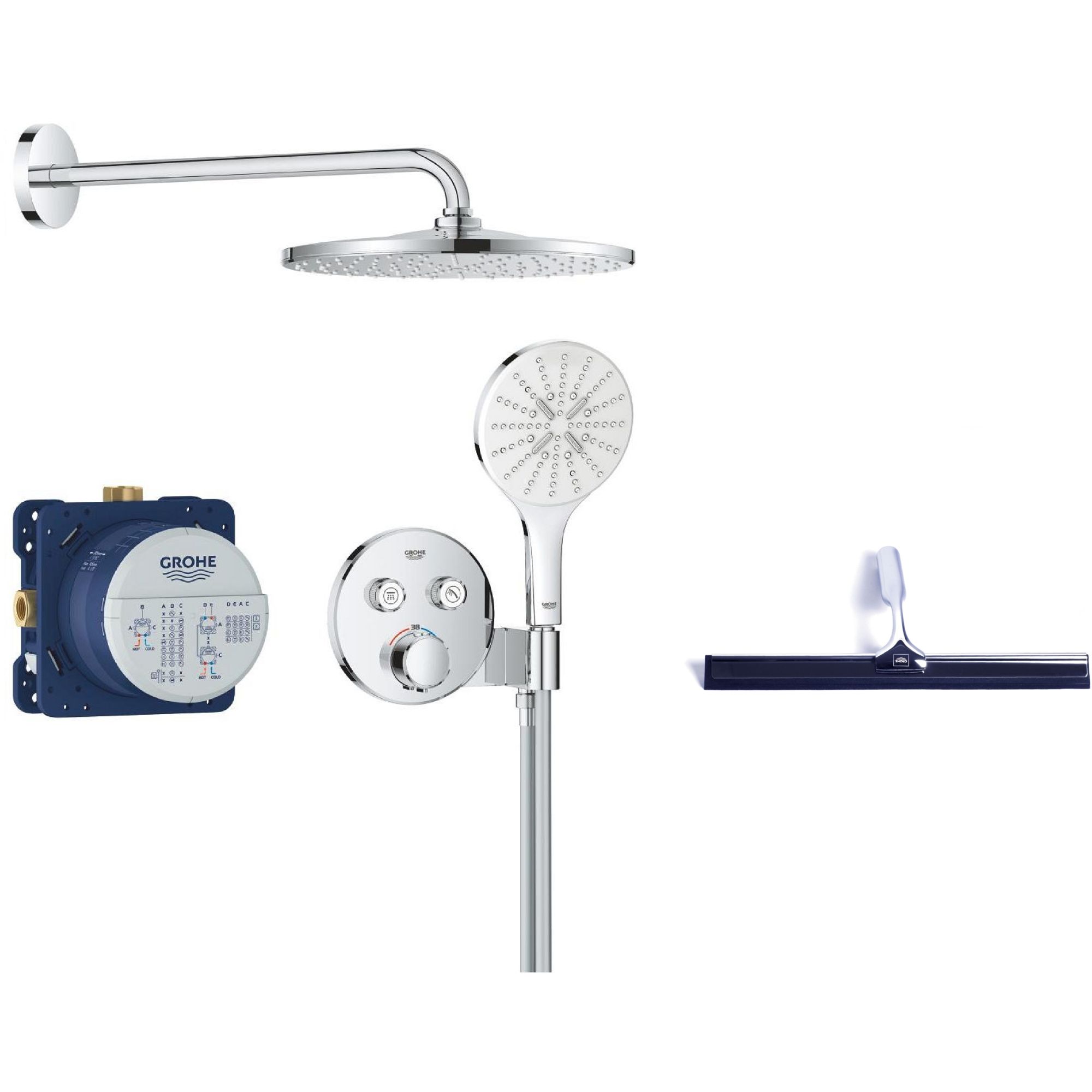 Set set de duș Grohe Precision Smartcontrol 34877000, racletă de apă Grohe 4067393055617