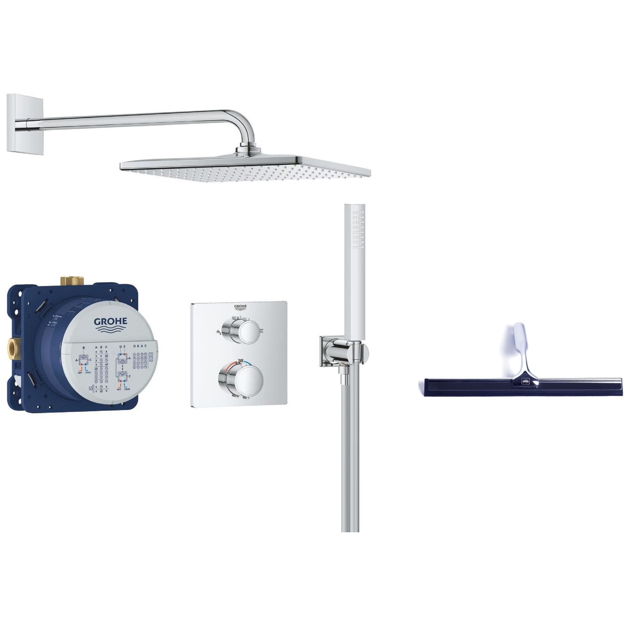 Set set de duș Grohe Vitalio Start 34881000, racletă de apă Grohe 4067393055617