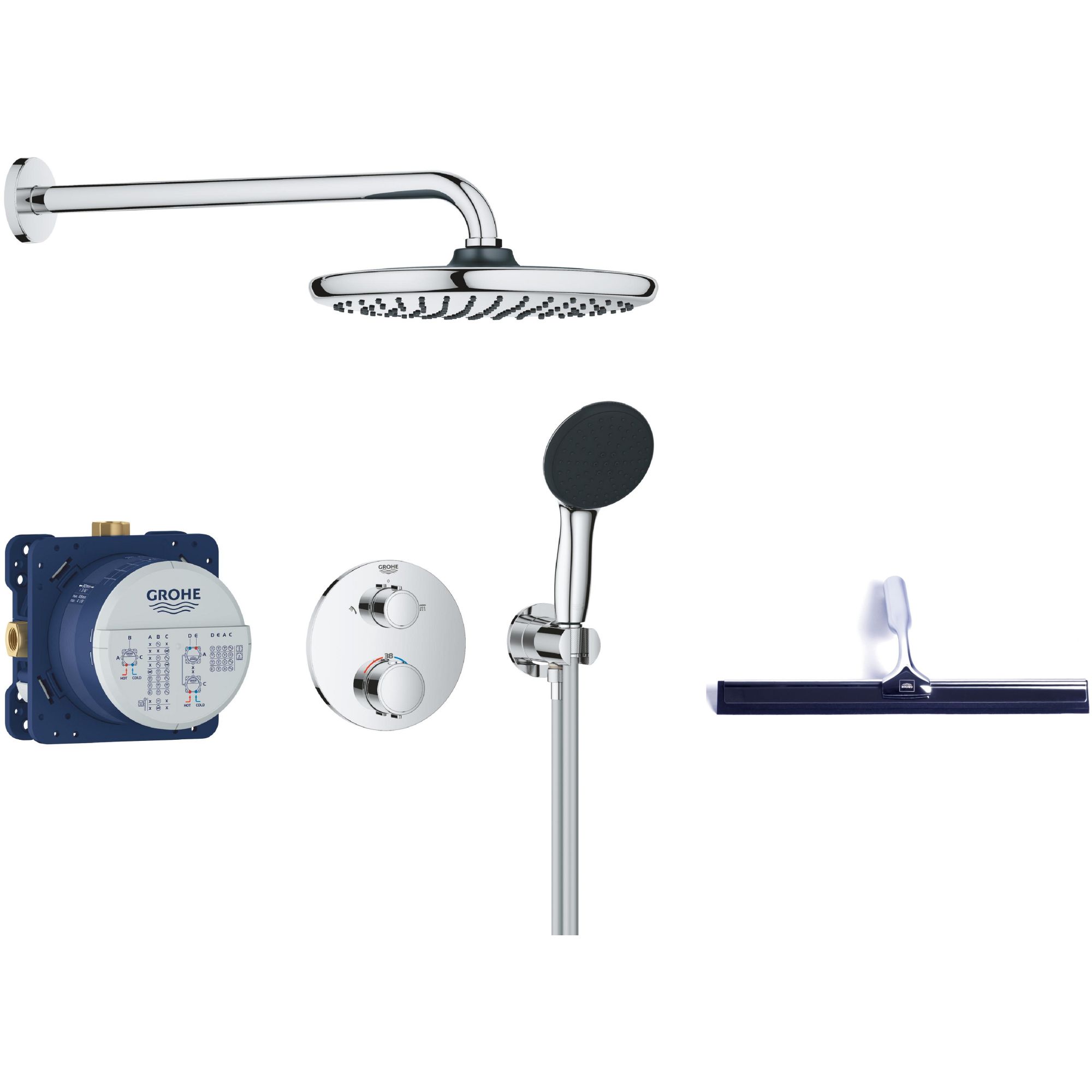 Set set de duș Grohe Vitalio Start 34883000, racletă de apă Grohe 4067393055617