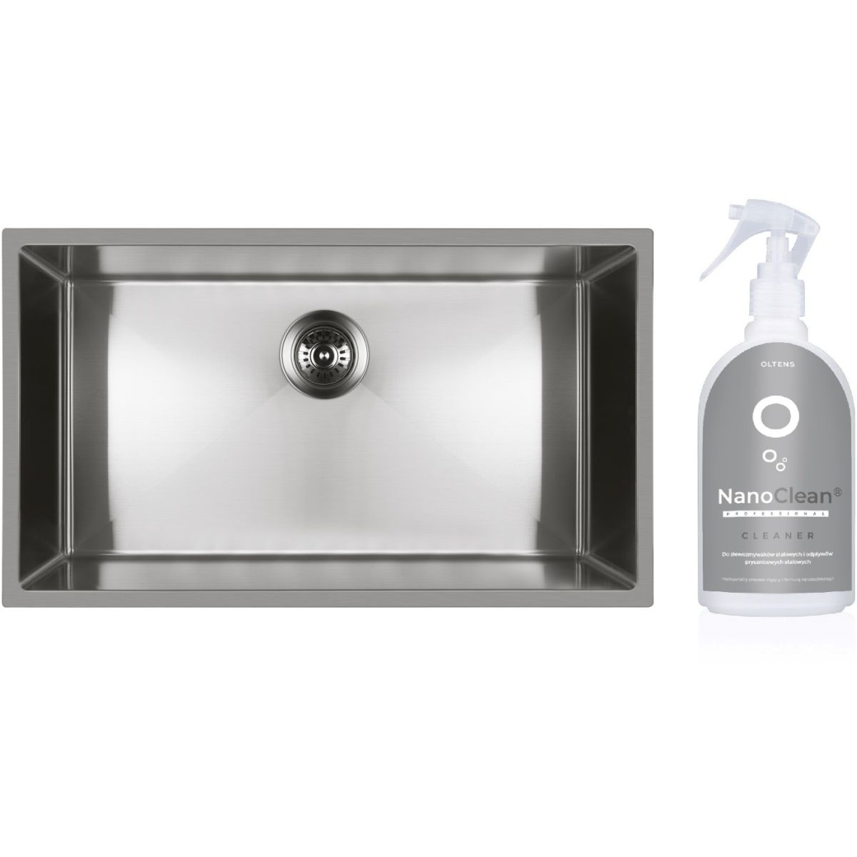 Set chiuveta din otel Oltens Stalvask 71102100, agent de curățate pentru chiuvete din oțel Oltens NanoClean 89600000